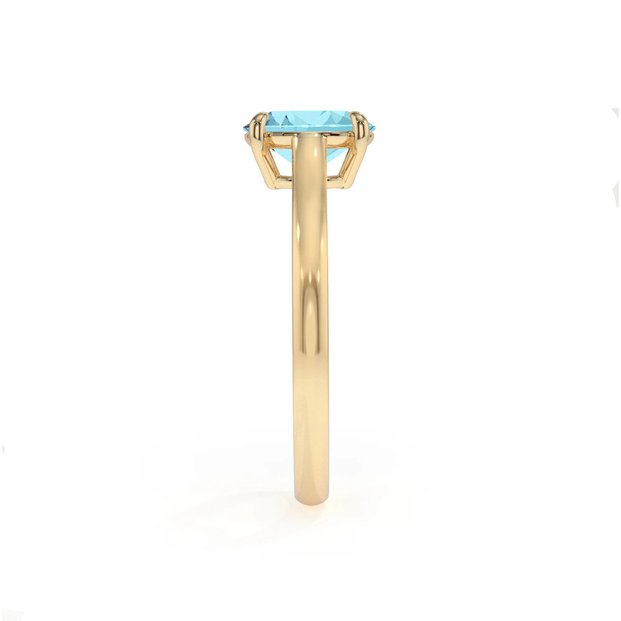 lab grown aquamarine oval solitaire rings in yellow gold