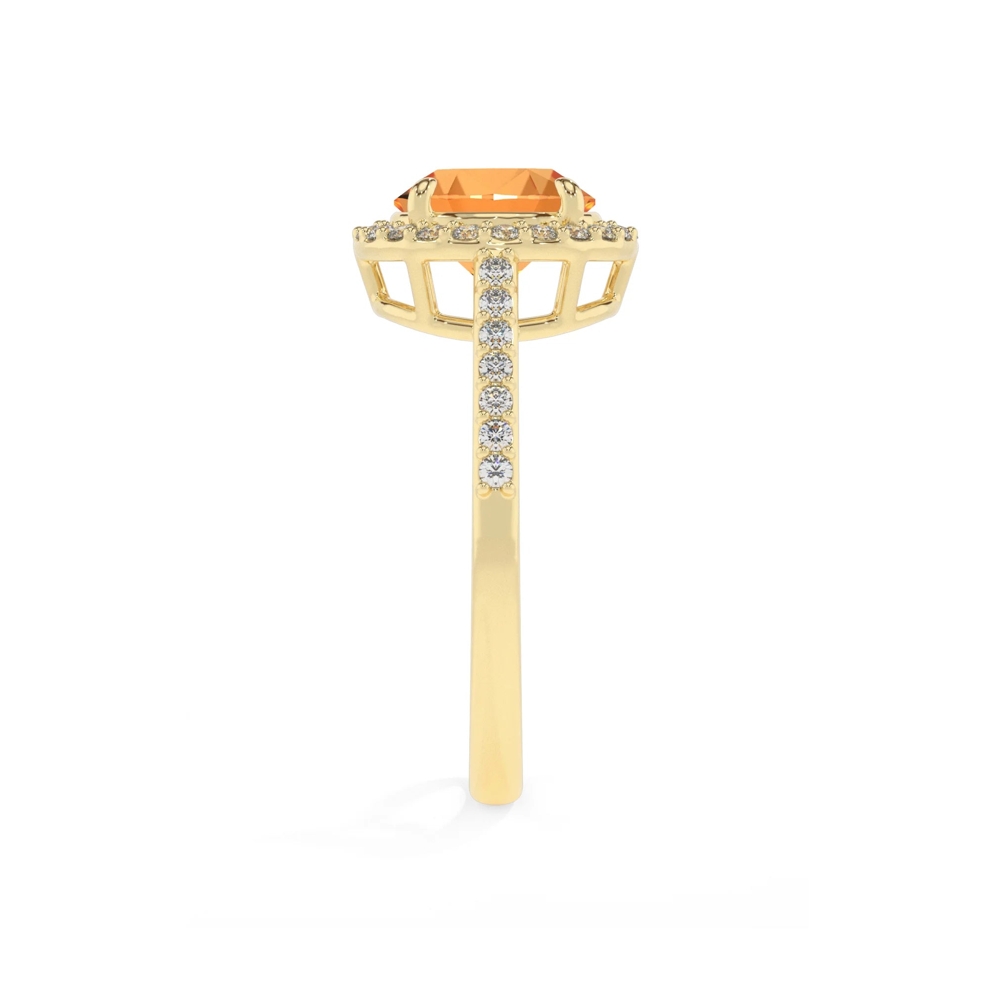 lab grown citrine round solitaire rings in yellow gold