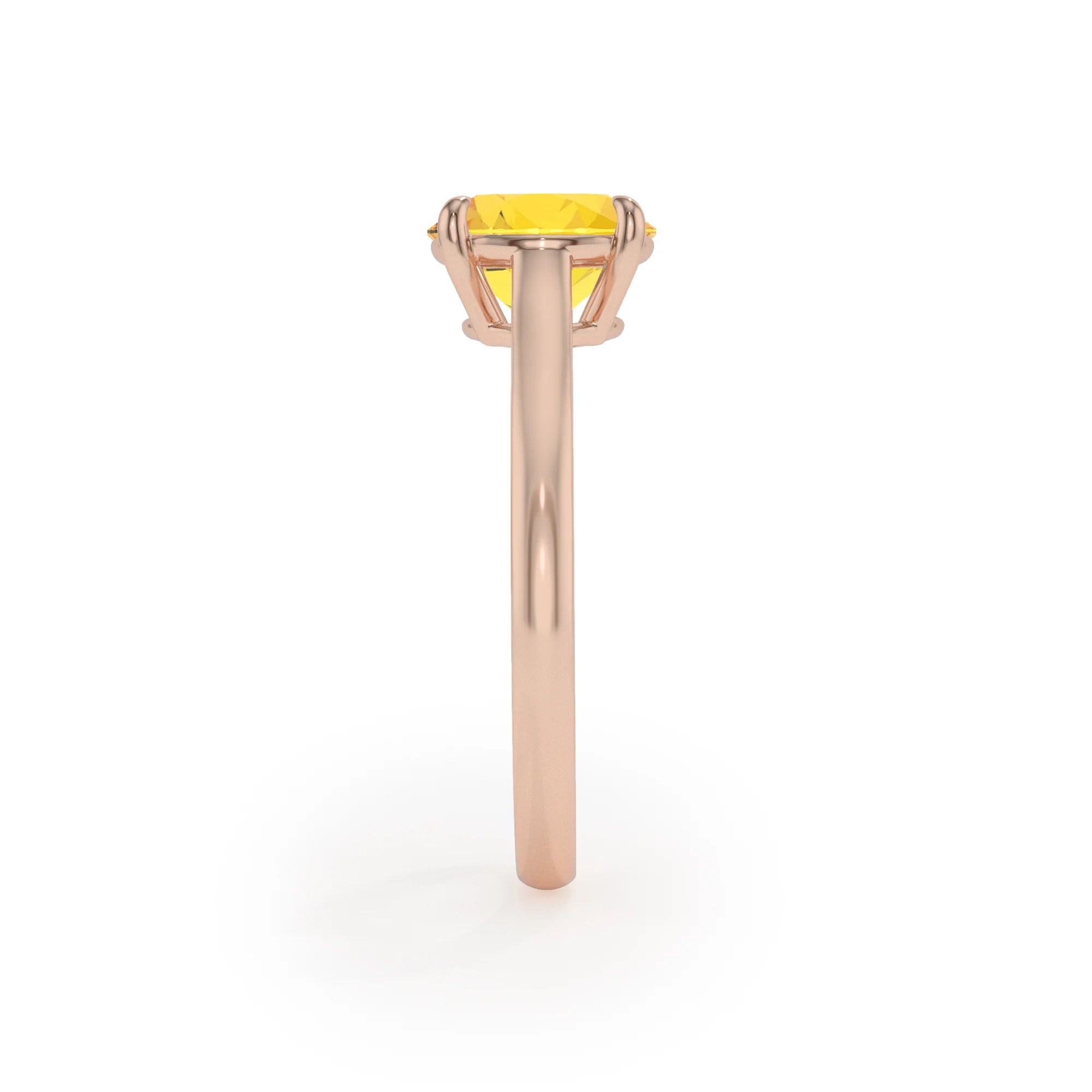 lab grown yellow-sapphire round solitaire rings in rose gold
