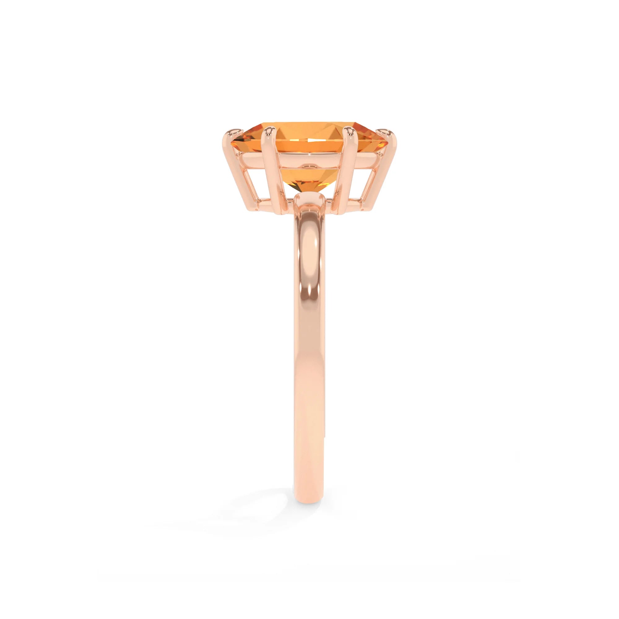 lab grown citrine oval solitaire rings in rose gold