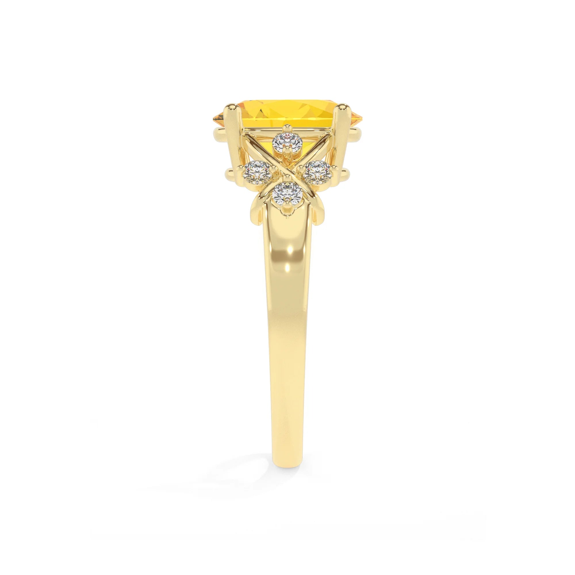 lab grown yellow-sapphire oval solitaire rings in yellow gold