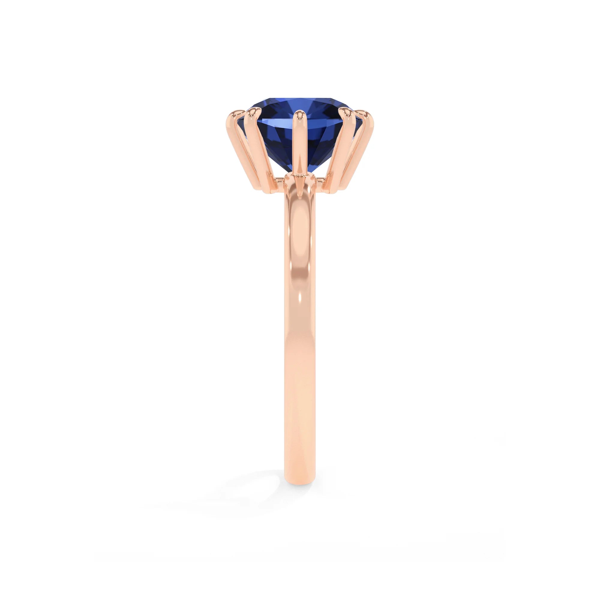 lab grown blue-sapphire cushion solitaire rings in rose gold