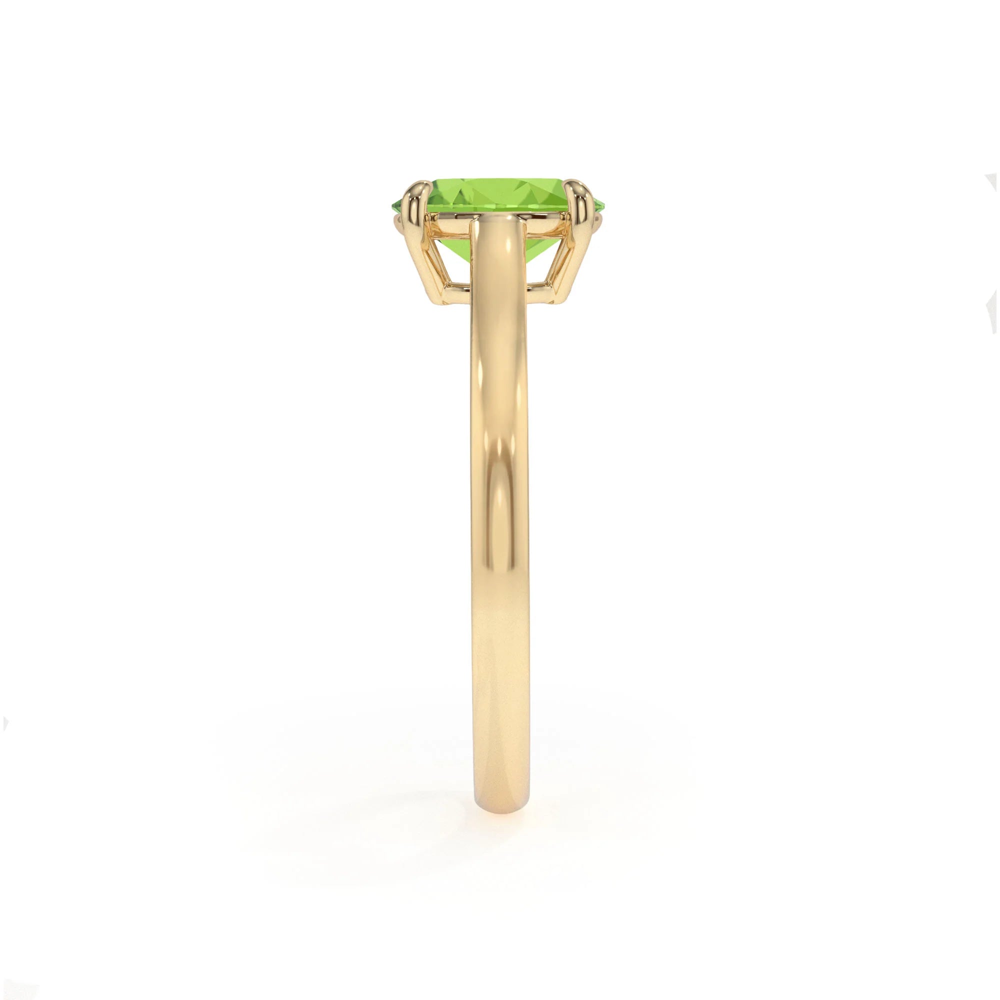 natural peridot oval solitaire rings in yellow gold