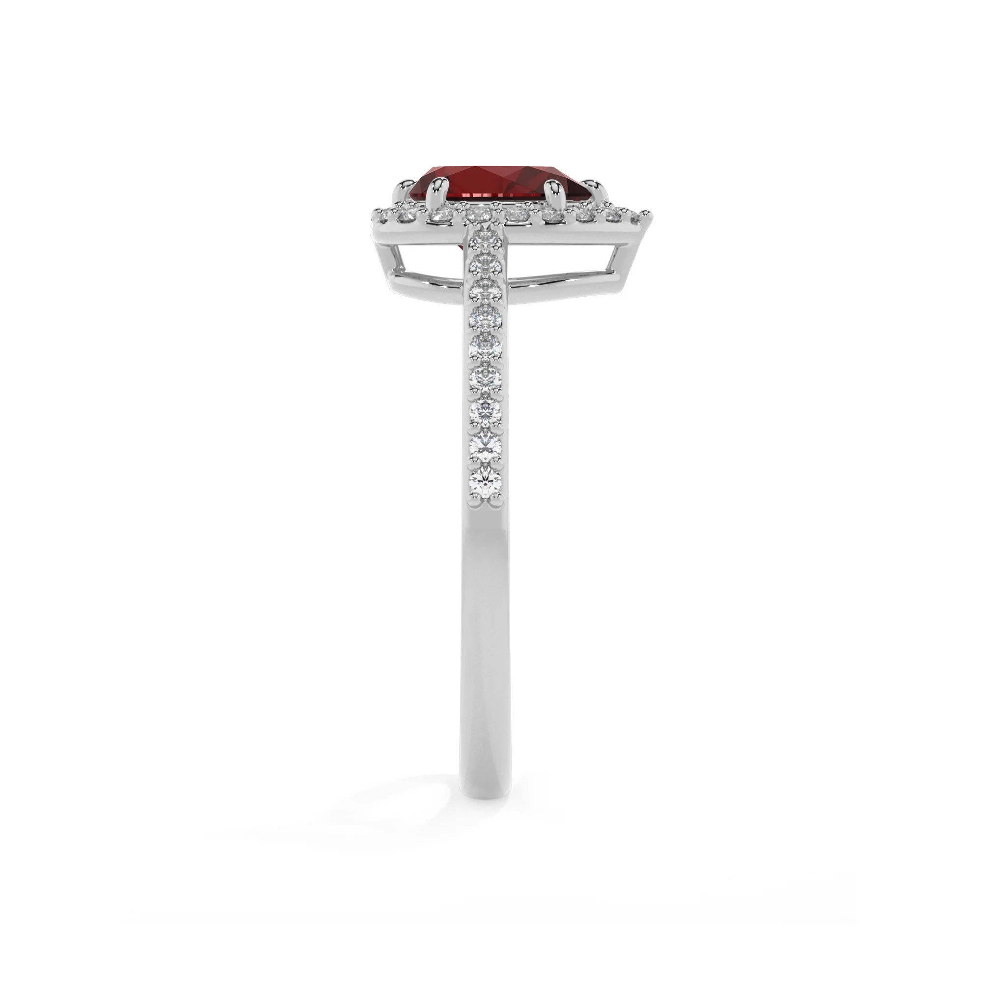 natural garnet pear solitaire rings in white gold
