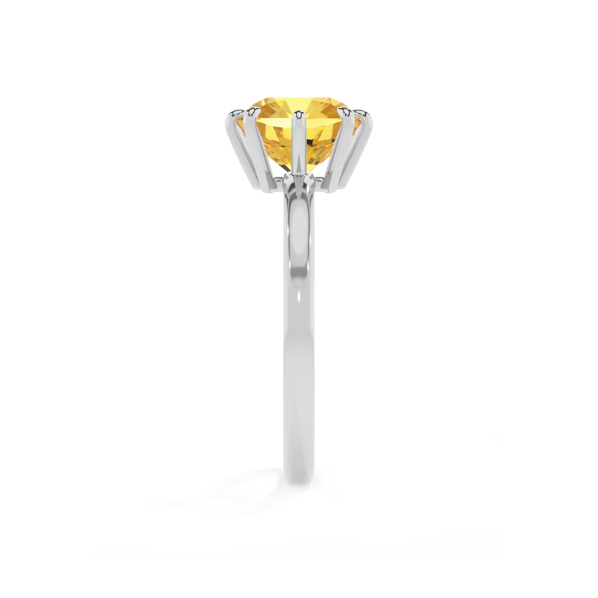 lab grown yellow-sapphire cushion solitaire rings in white gold