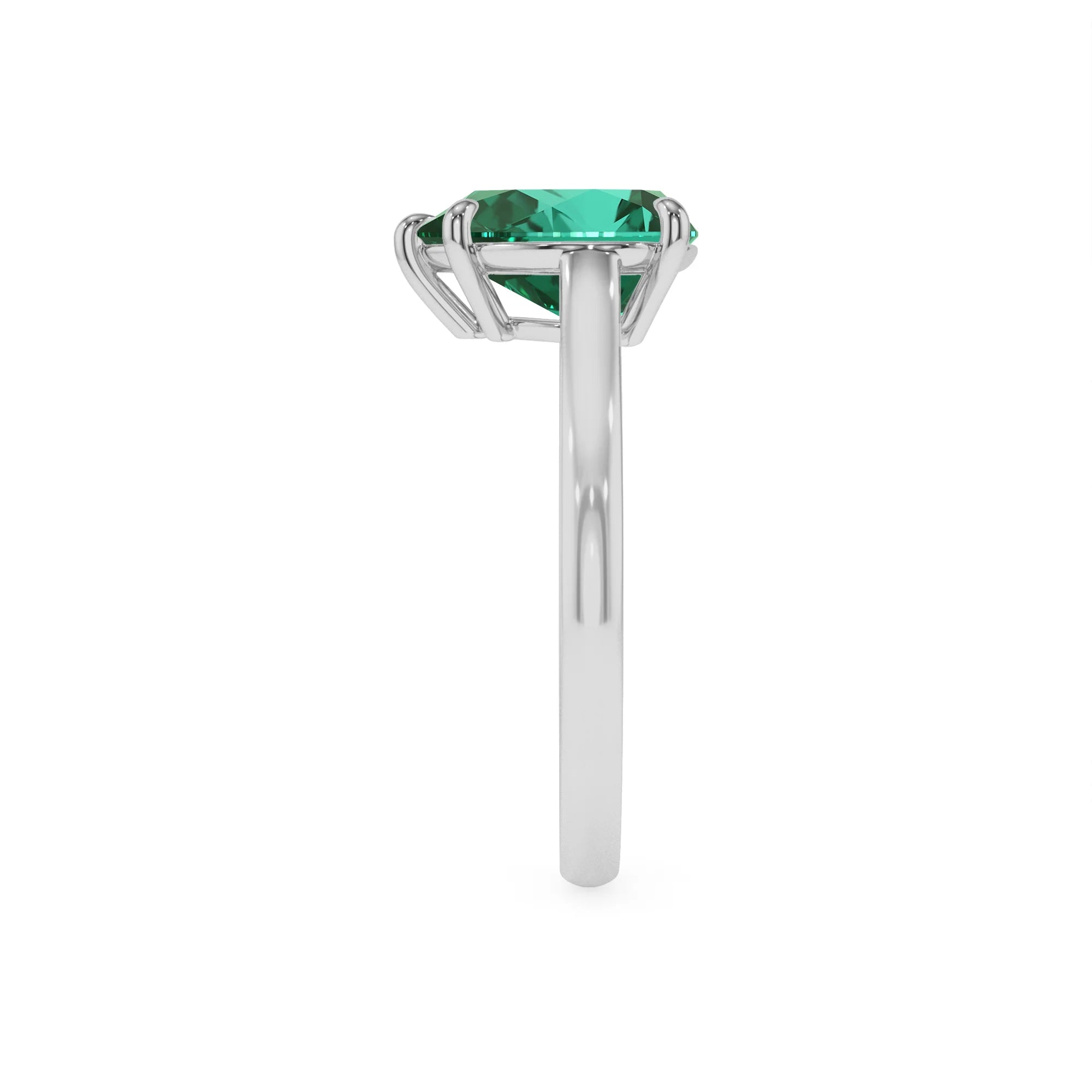 lab grown emerald pear solitaire rings in white gold