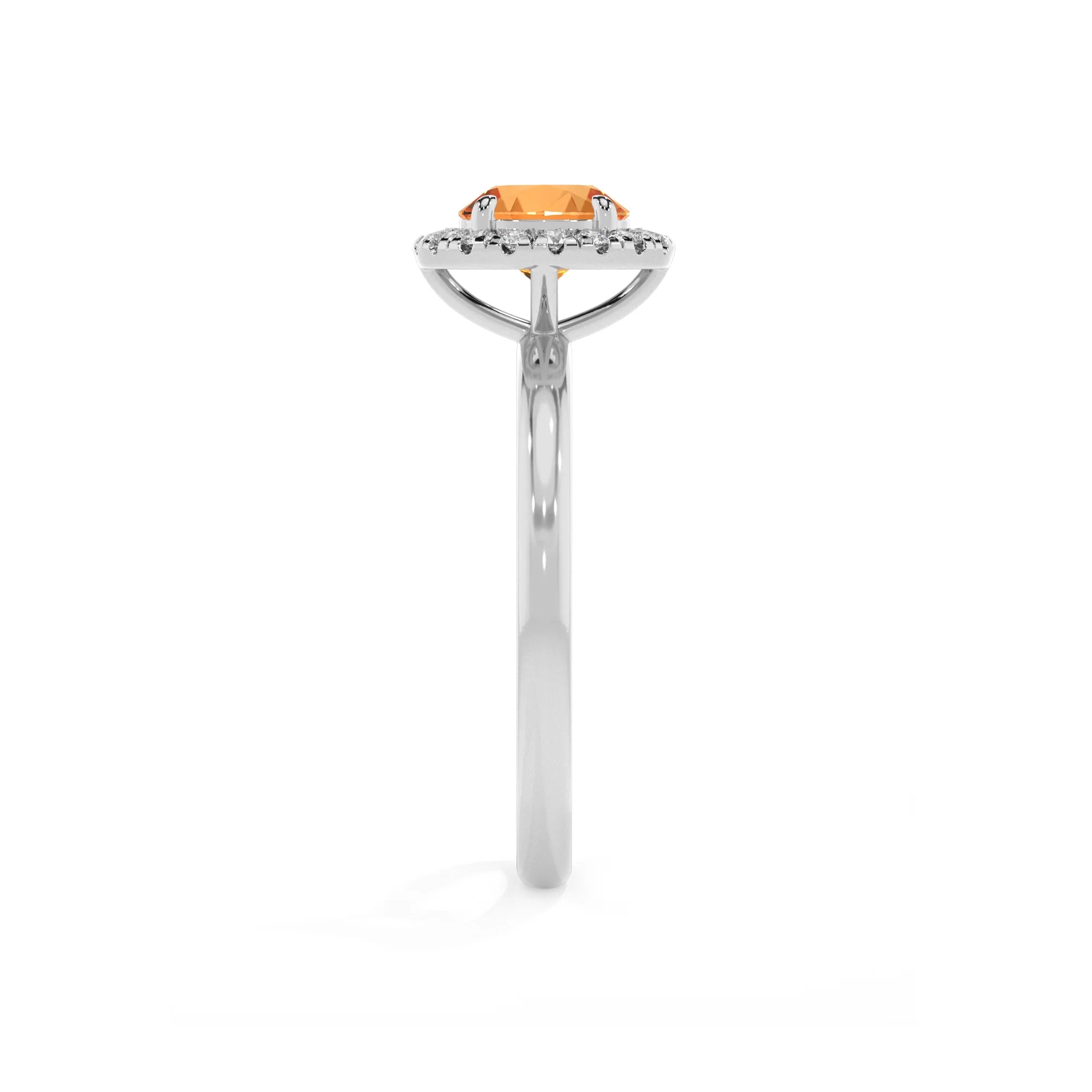 lab grown citrine round solitaire rings in white gold
