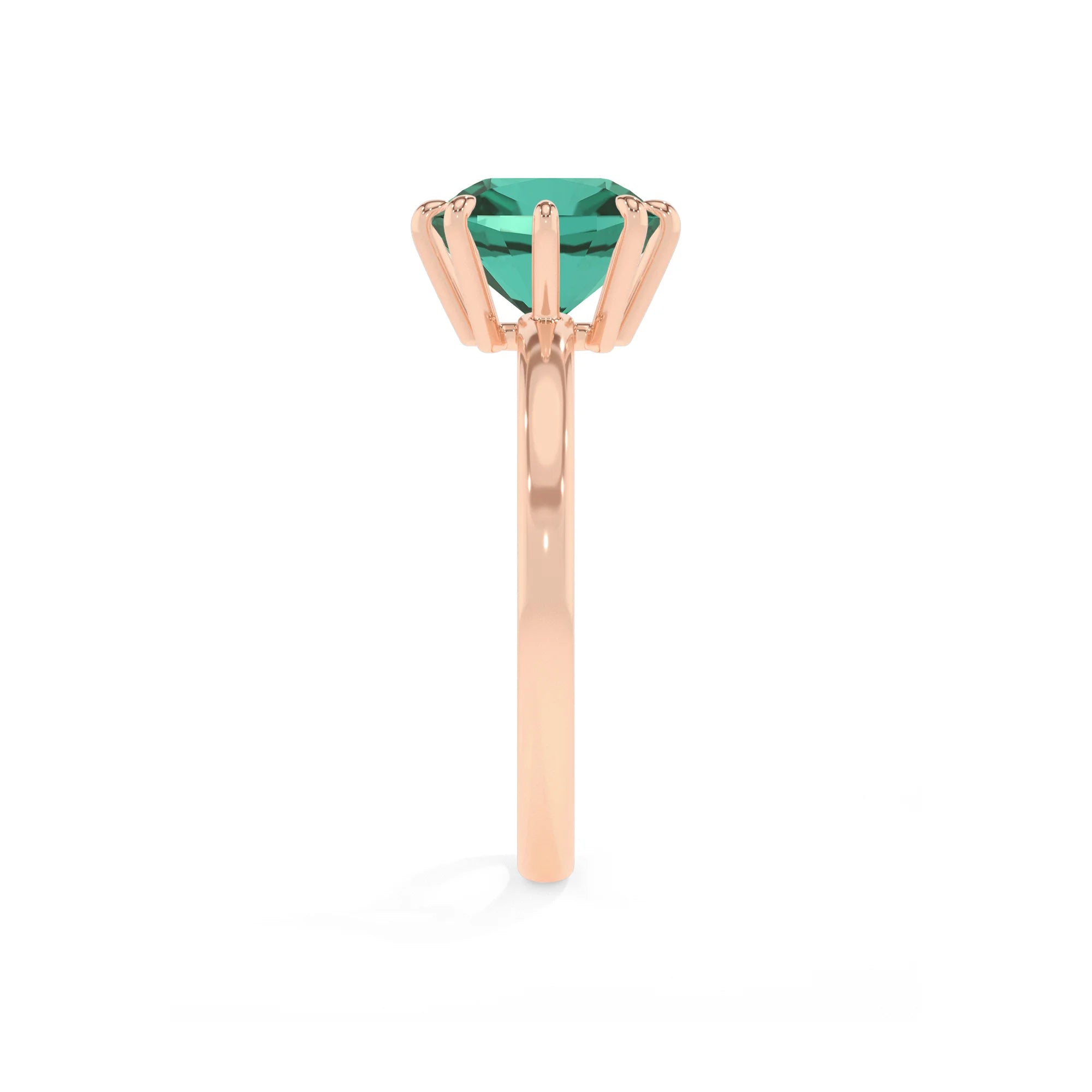lab grown emerald cushion solitaire rings in rose gold
