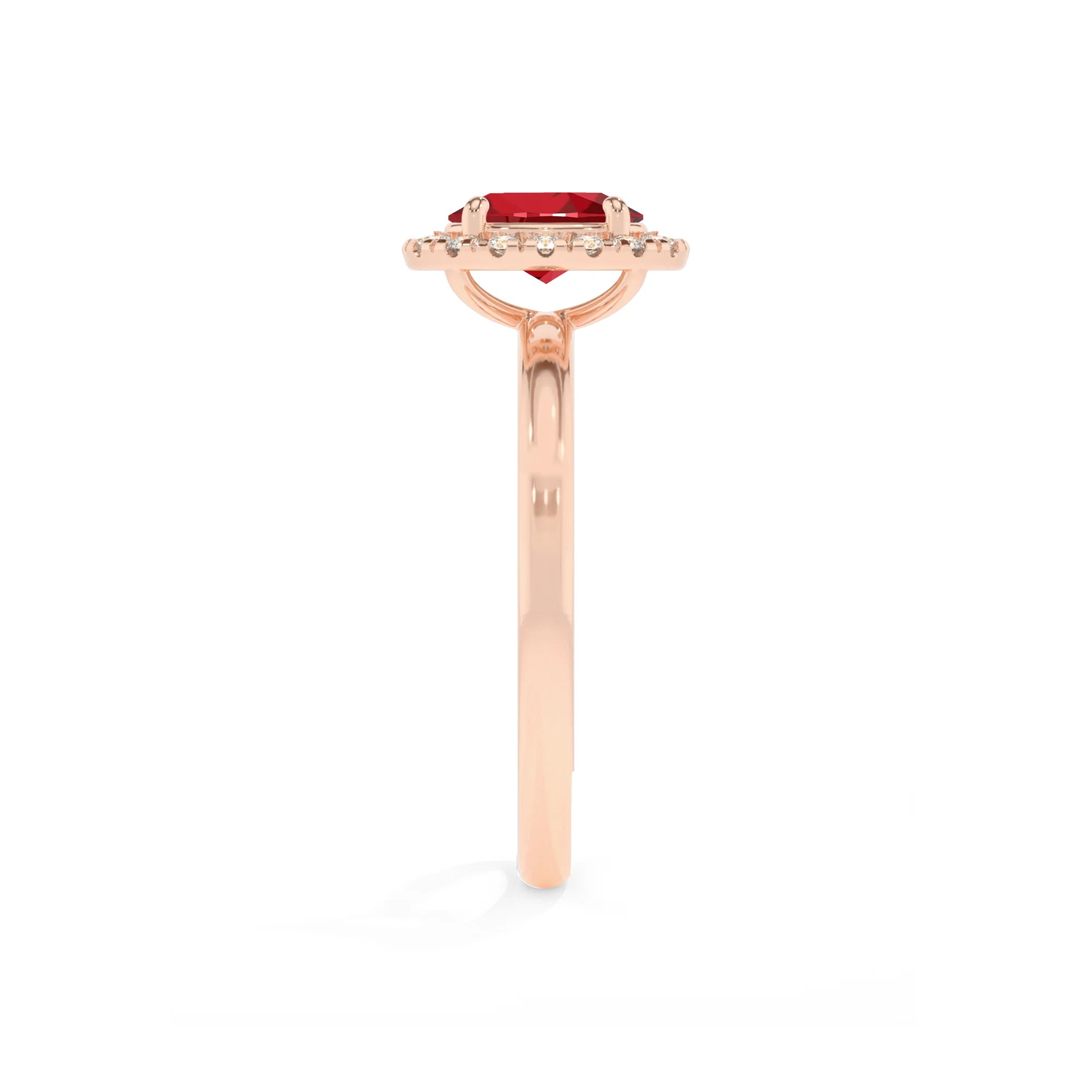 lab grown ruby oval solitaire rings in rose gold