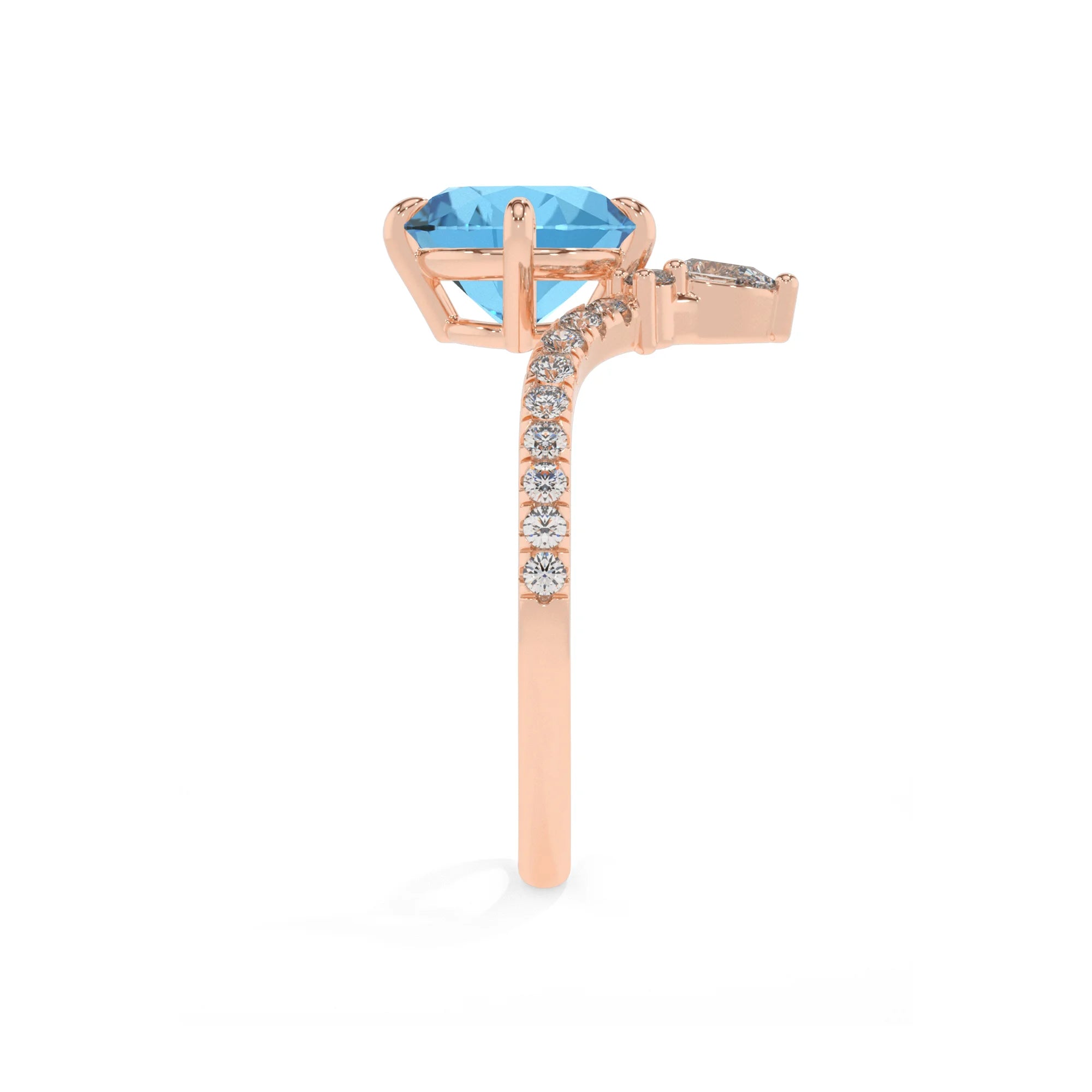 natural swiss-blue-topaz round solitaire rings in rose gold