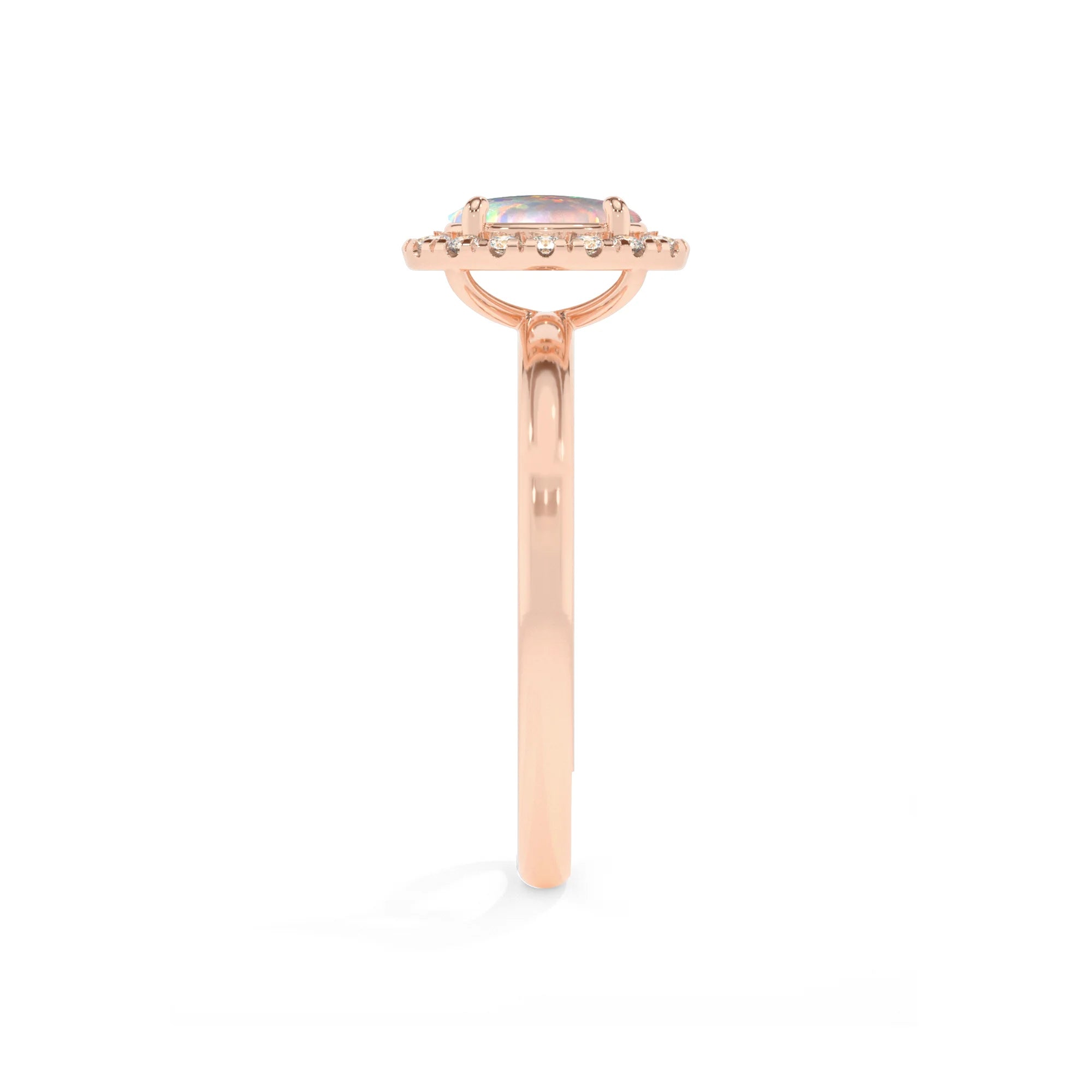 lab grown opal oval solitaire rings in rose gold