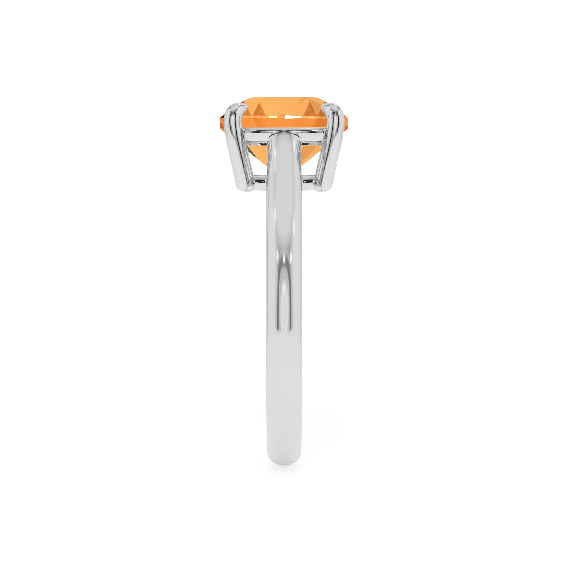 lab grown citrine cushion solitaire rings in white gold