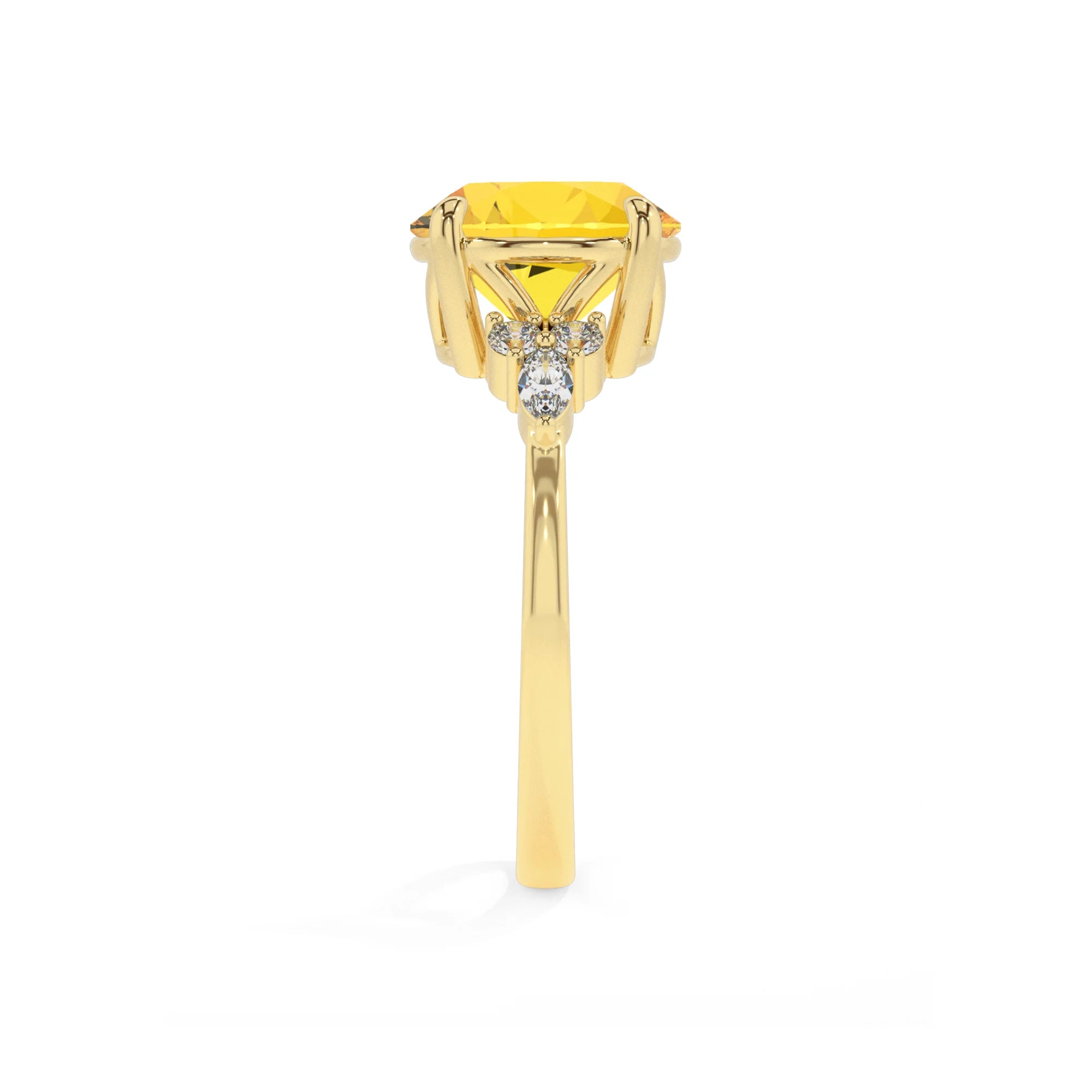 lab grown yellow-sapphire round solitaire rings in yellow gold