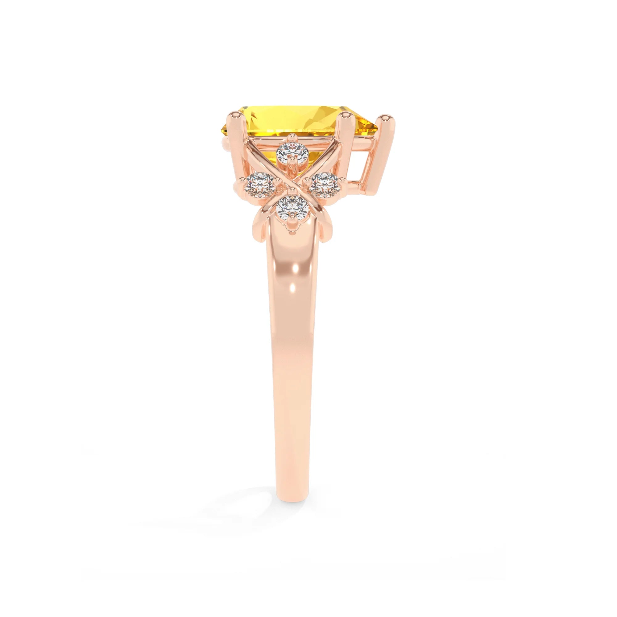 lab grown yellow-sapphire pear solitaire rings in rose gold