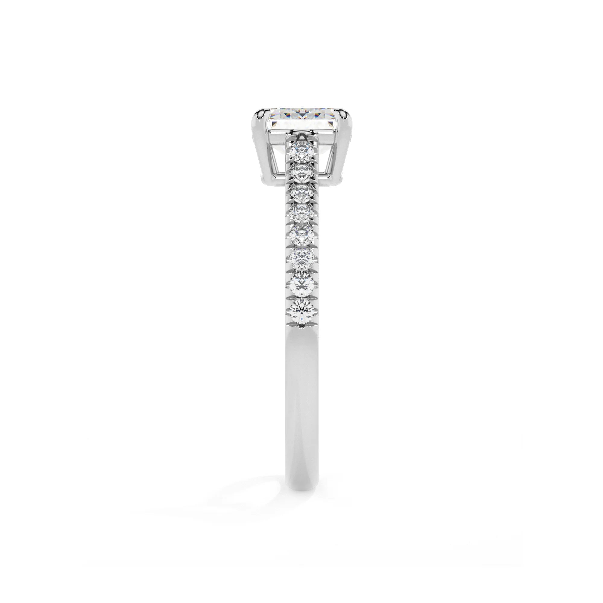 lab grown moissanite asscher half eternity solitaire engagement rings in platinum