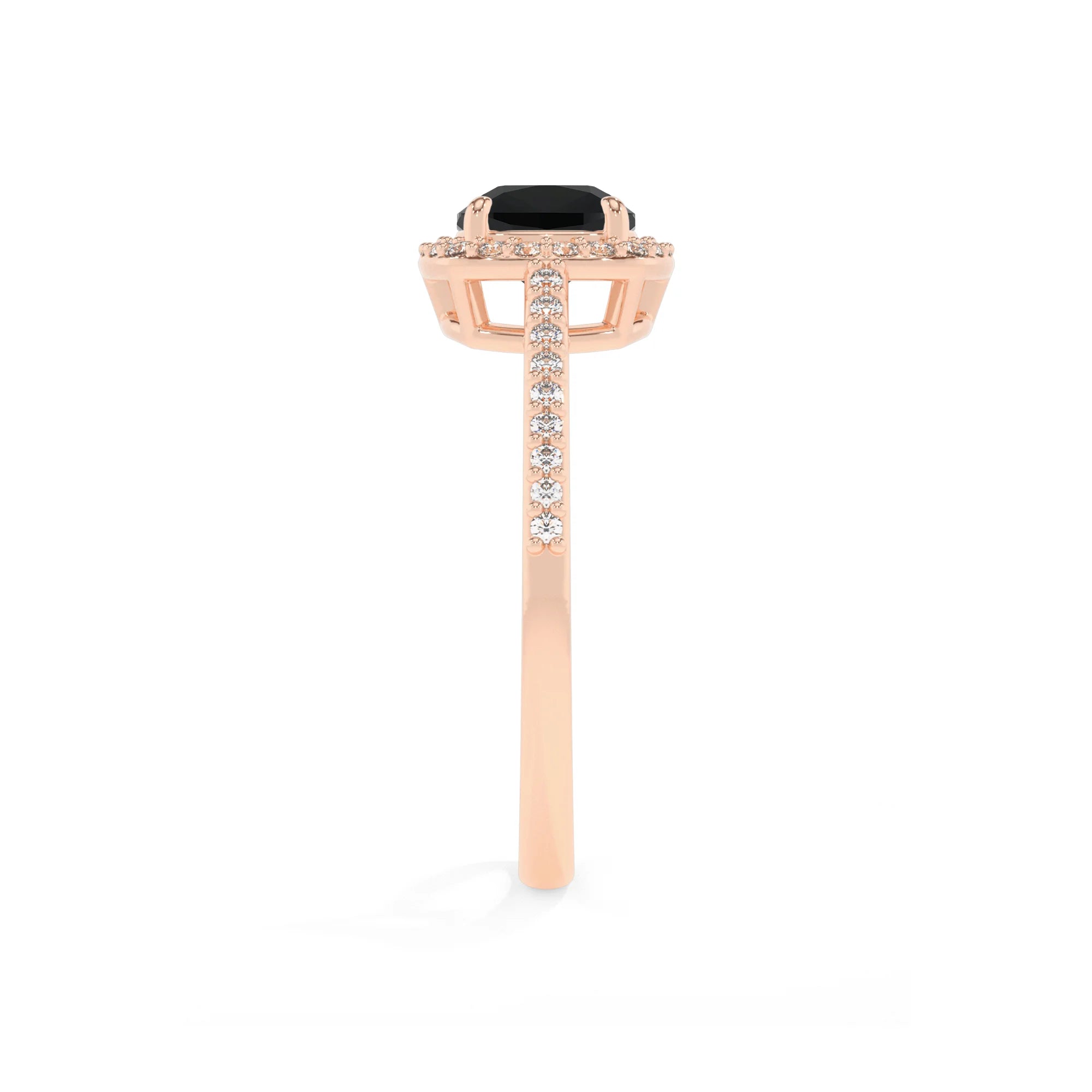 natural black-onyx cushion solitaire rings in rose gold