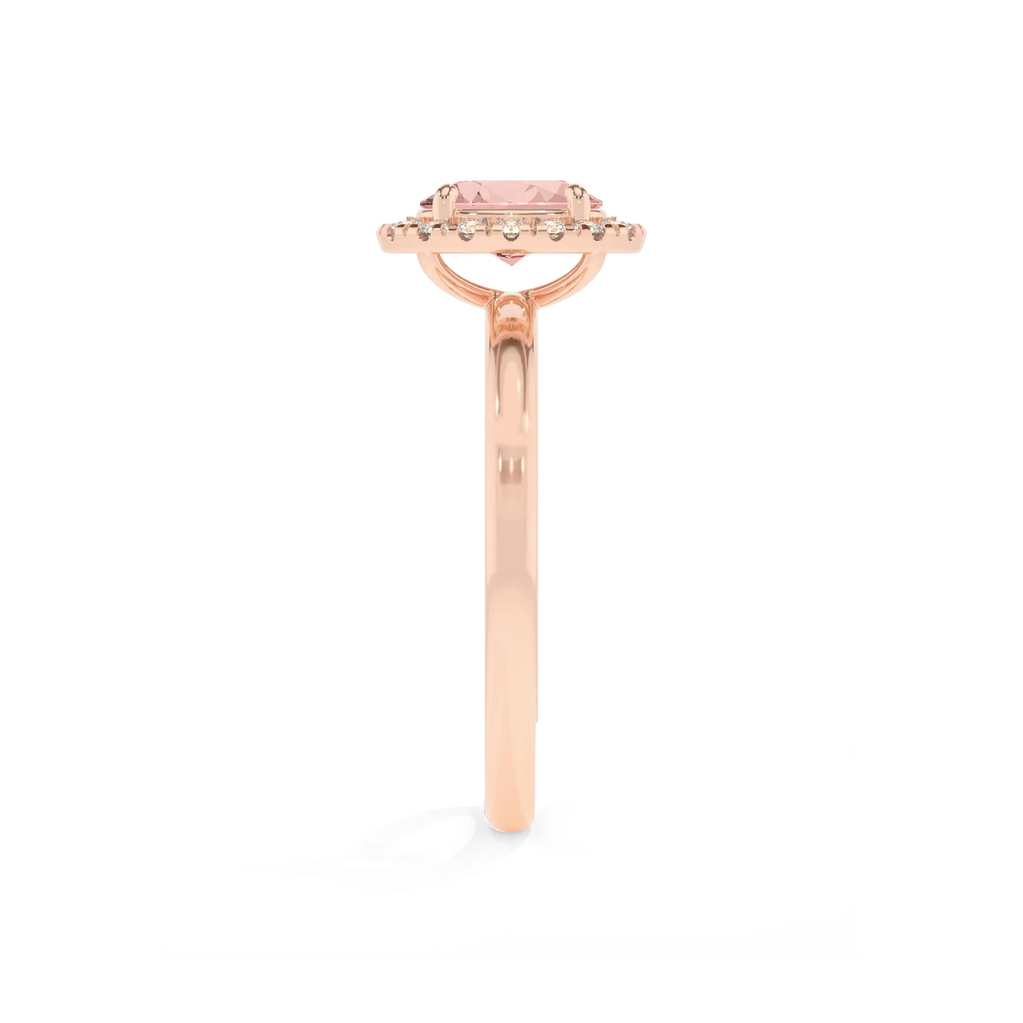 lab grown morganite oval solitaire rings in rose gold