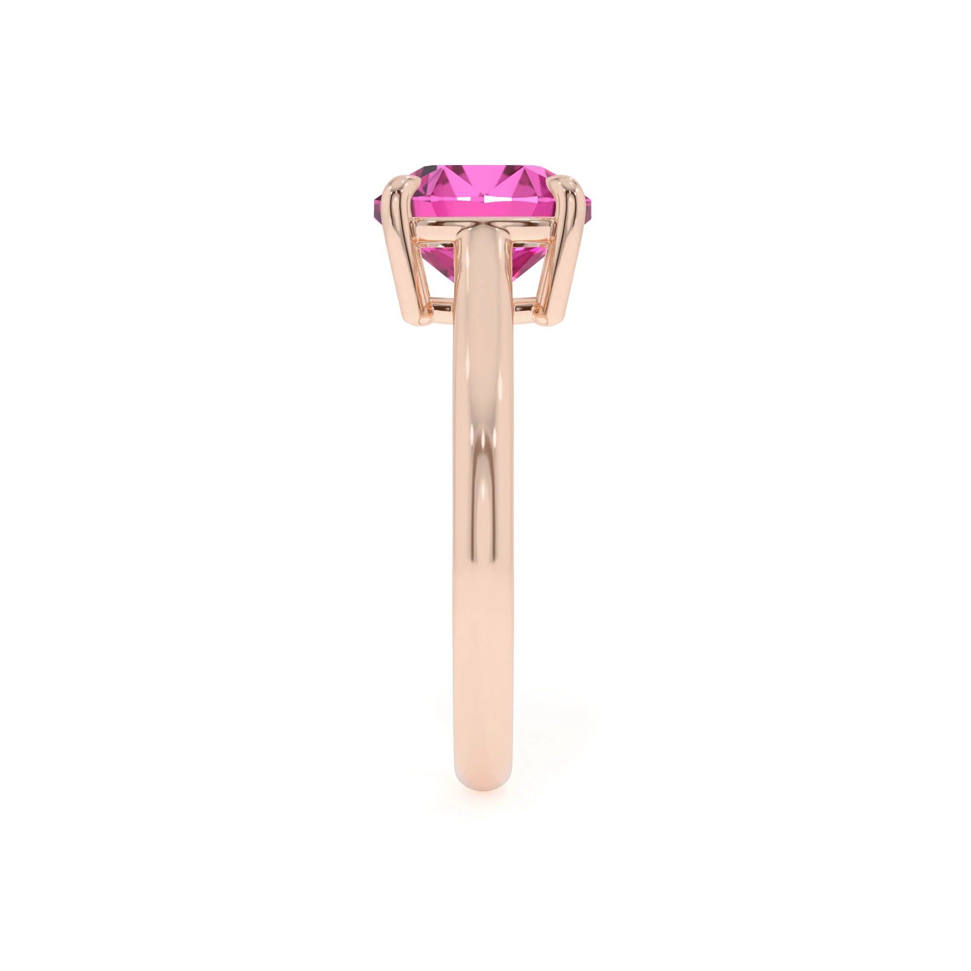lab grown pink-sapphire cushion solitaire rings in rose gold
