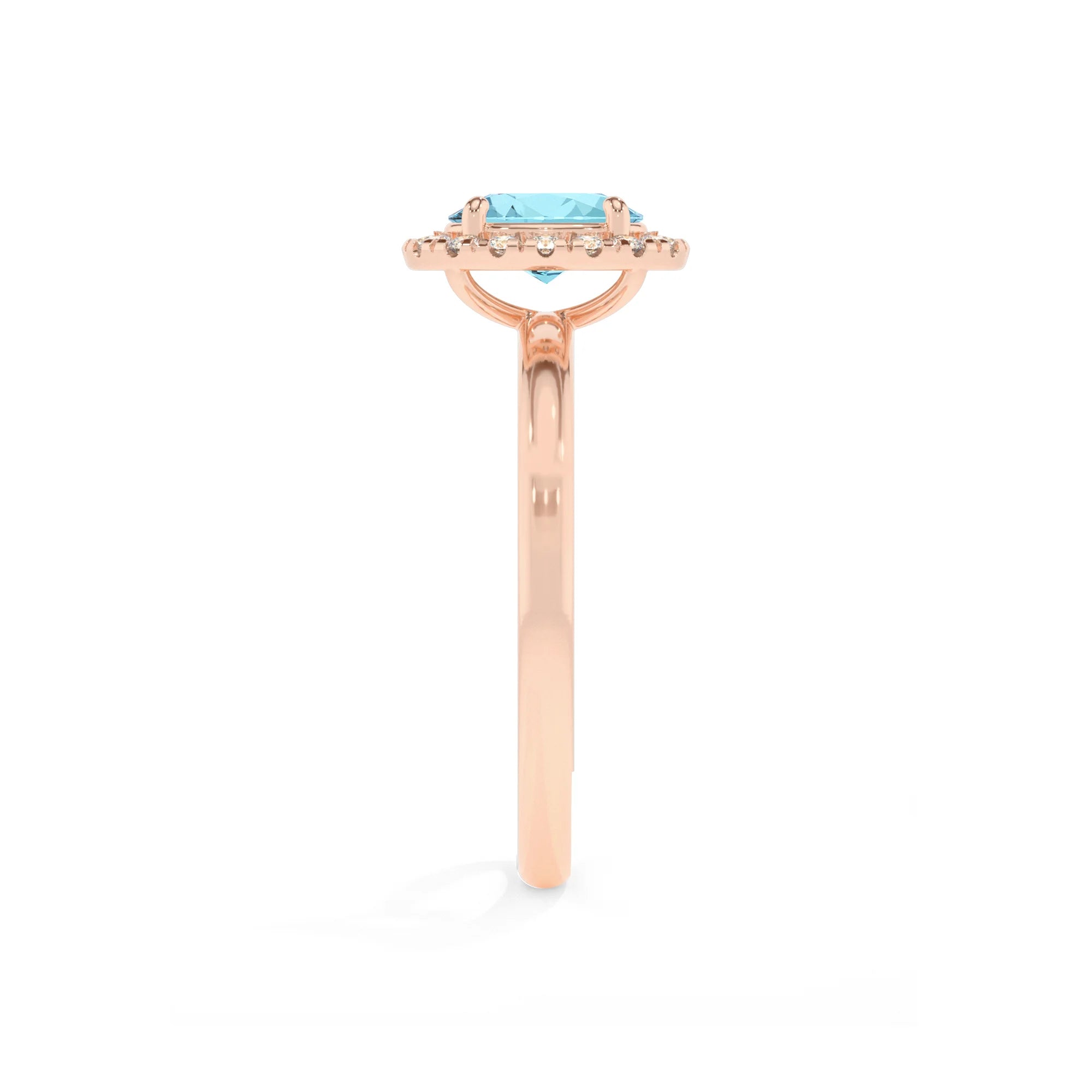 lab grown aquamarine oval solitaire rings in rose gold