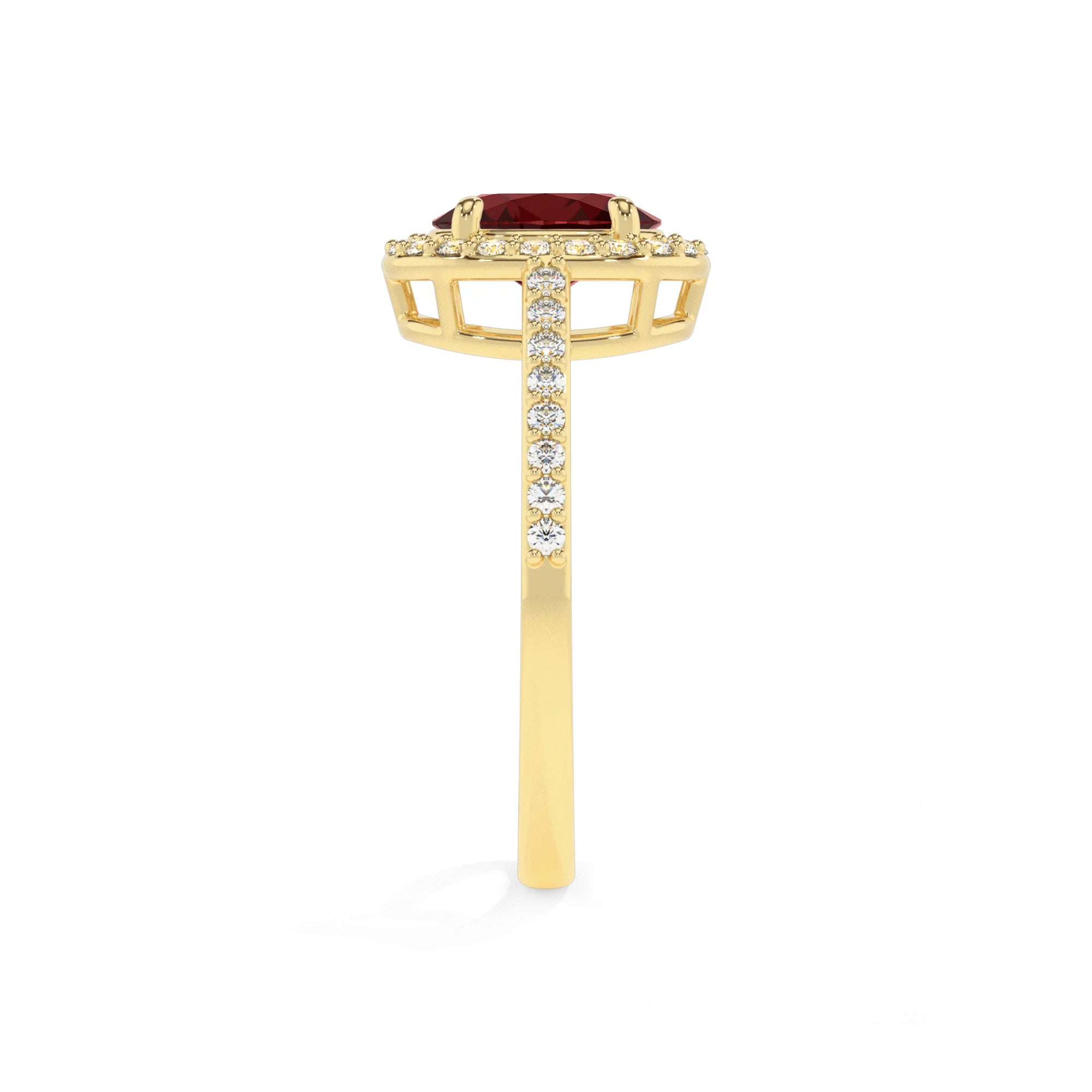 natural garnet oval solitaire rings in yellow gold