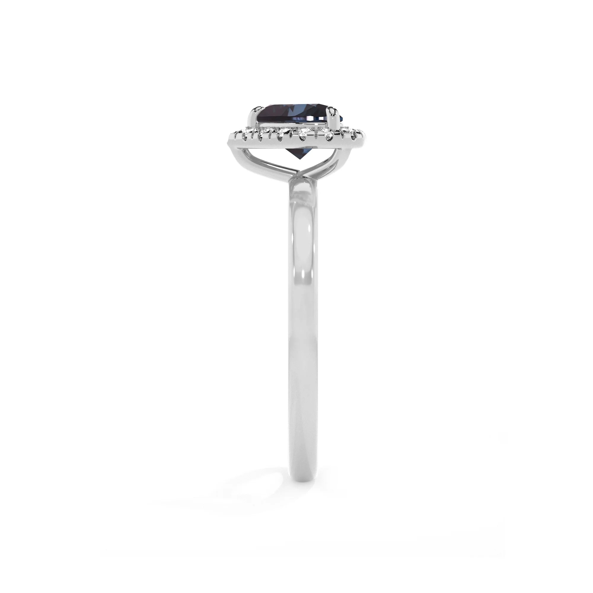 lab grown alexandrite heart solitaire rings in platinum