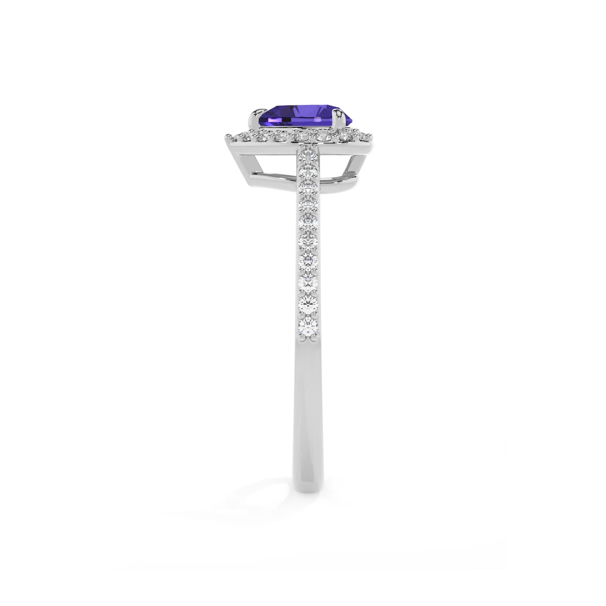 lab grown tanzanite heart solitaire rings in platinum