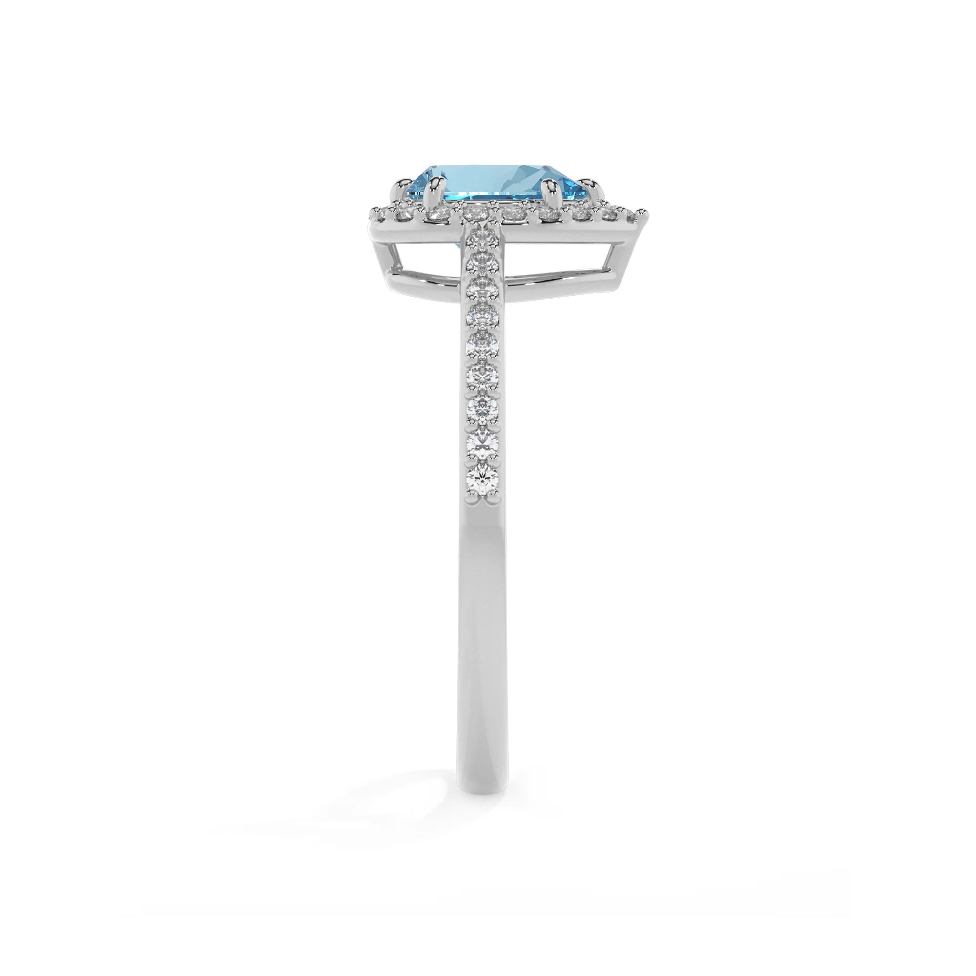 lab grown aquamarine pear solitaire rings in sterling silver