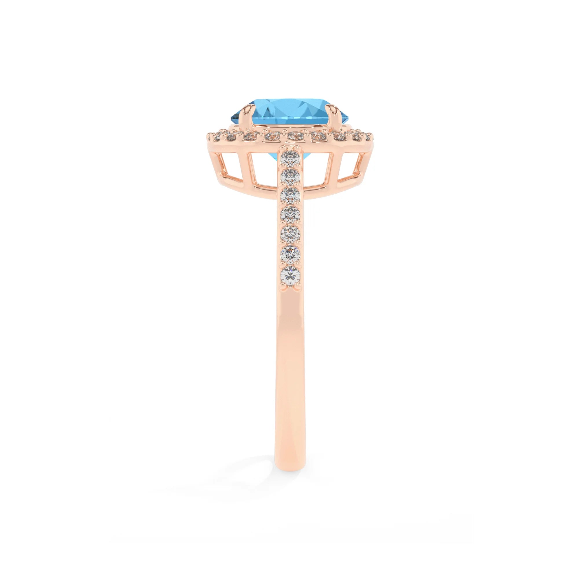 natural swiss-blue-topaz round solitaire rings in rose gold
