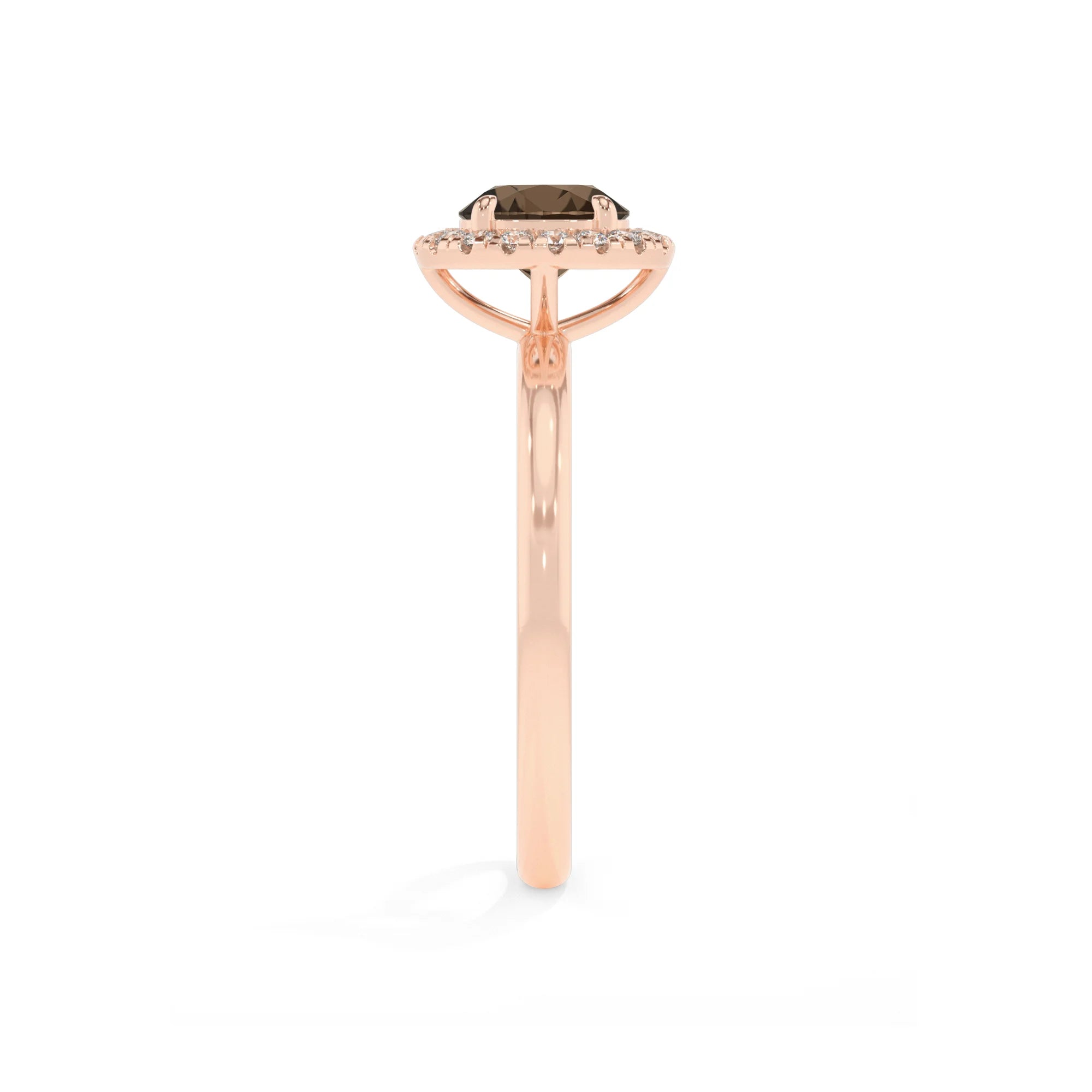 natural smoky-quartz round solitaire rings in rose gold