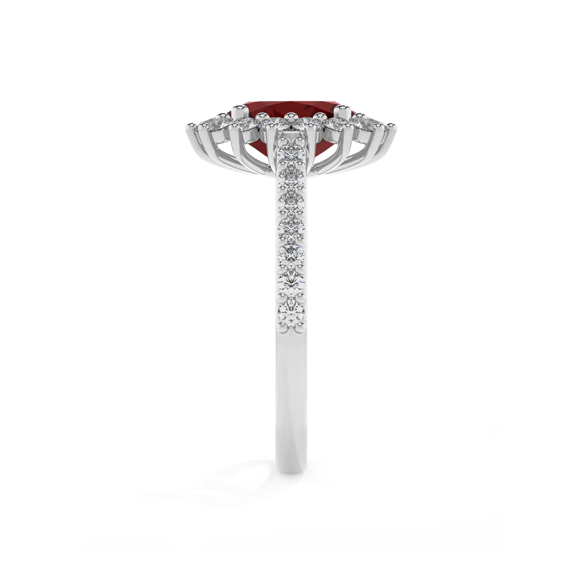 natural garnet oval solitaire rings in white gold