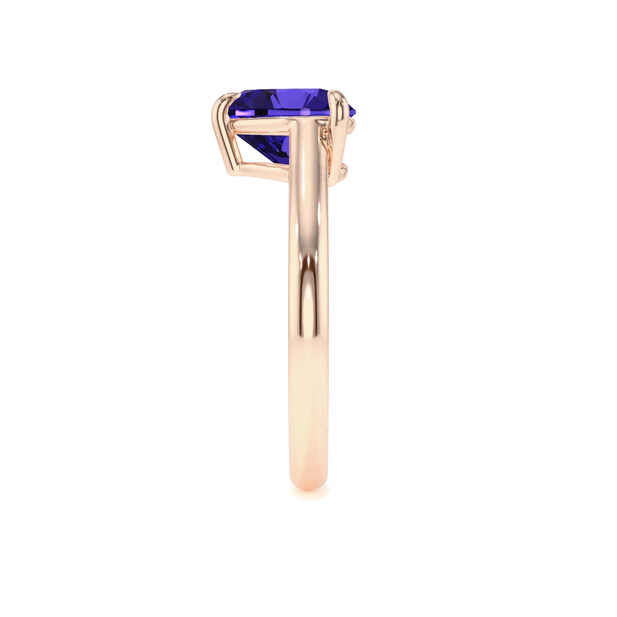 lab grown tanzanite heart solitaire rings in rose gold