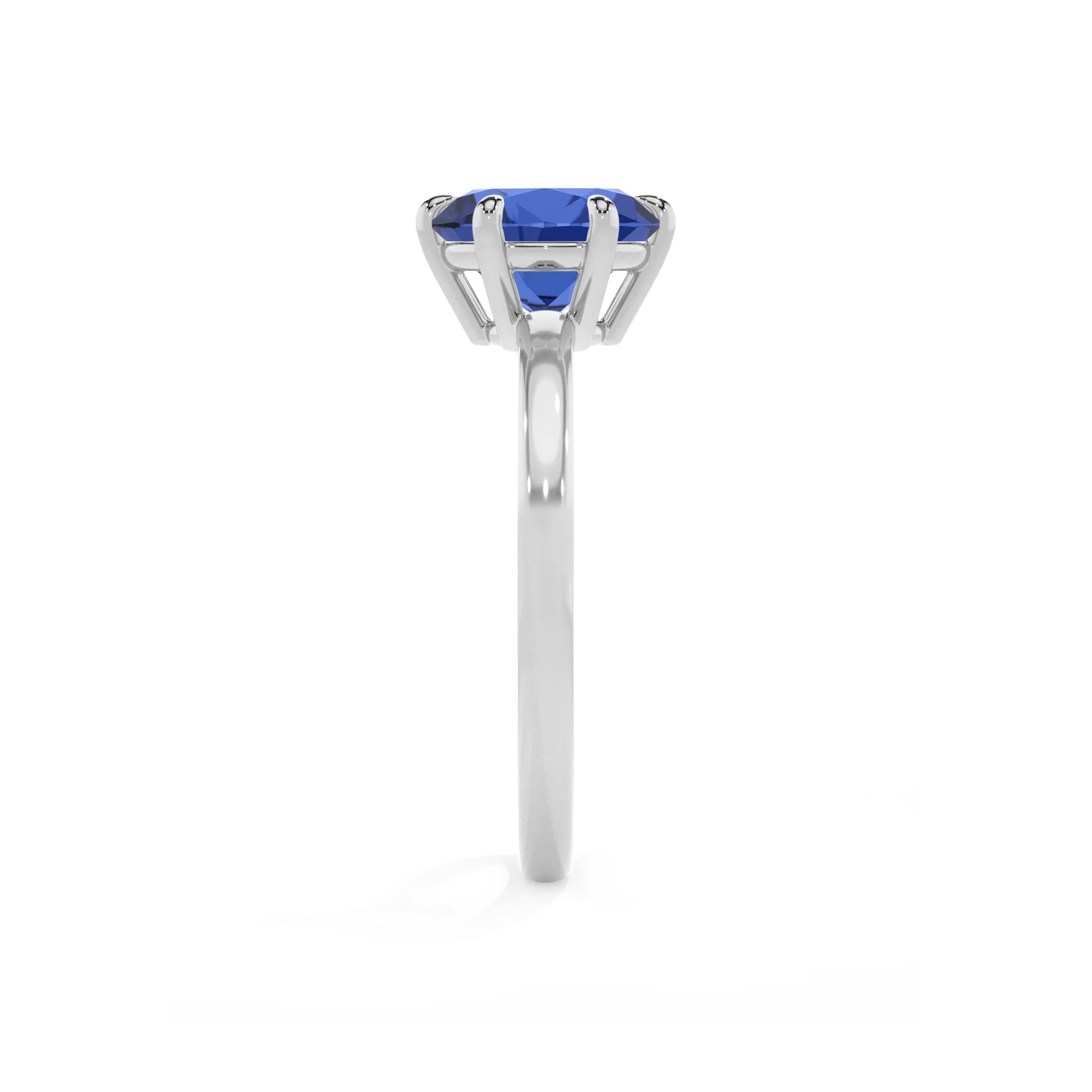 lab grown blue-sapphire round solitaire rings in sterling silver