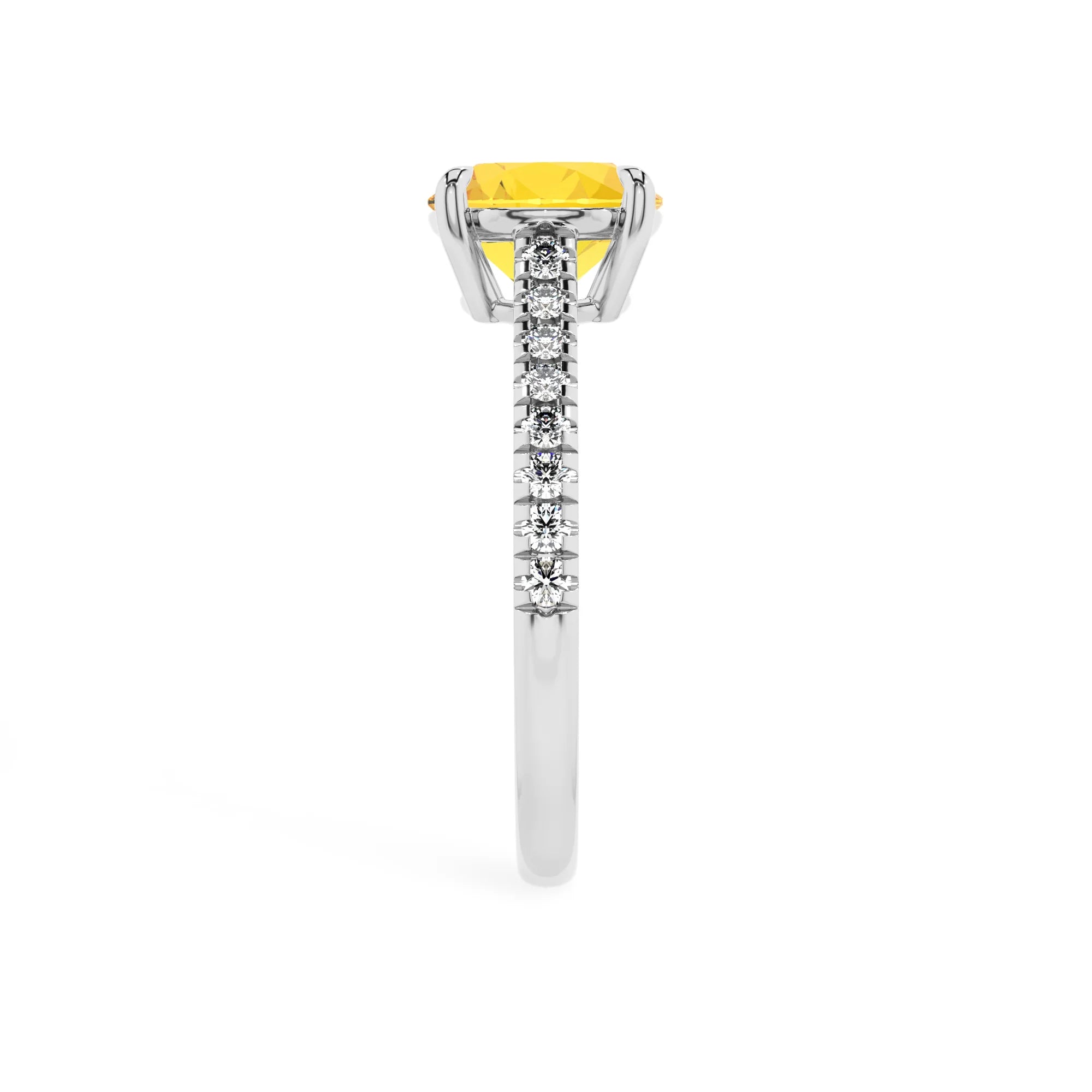 lab grown yellow-sapphire round half eternity solitaire engagement rings in platinum