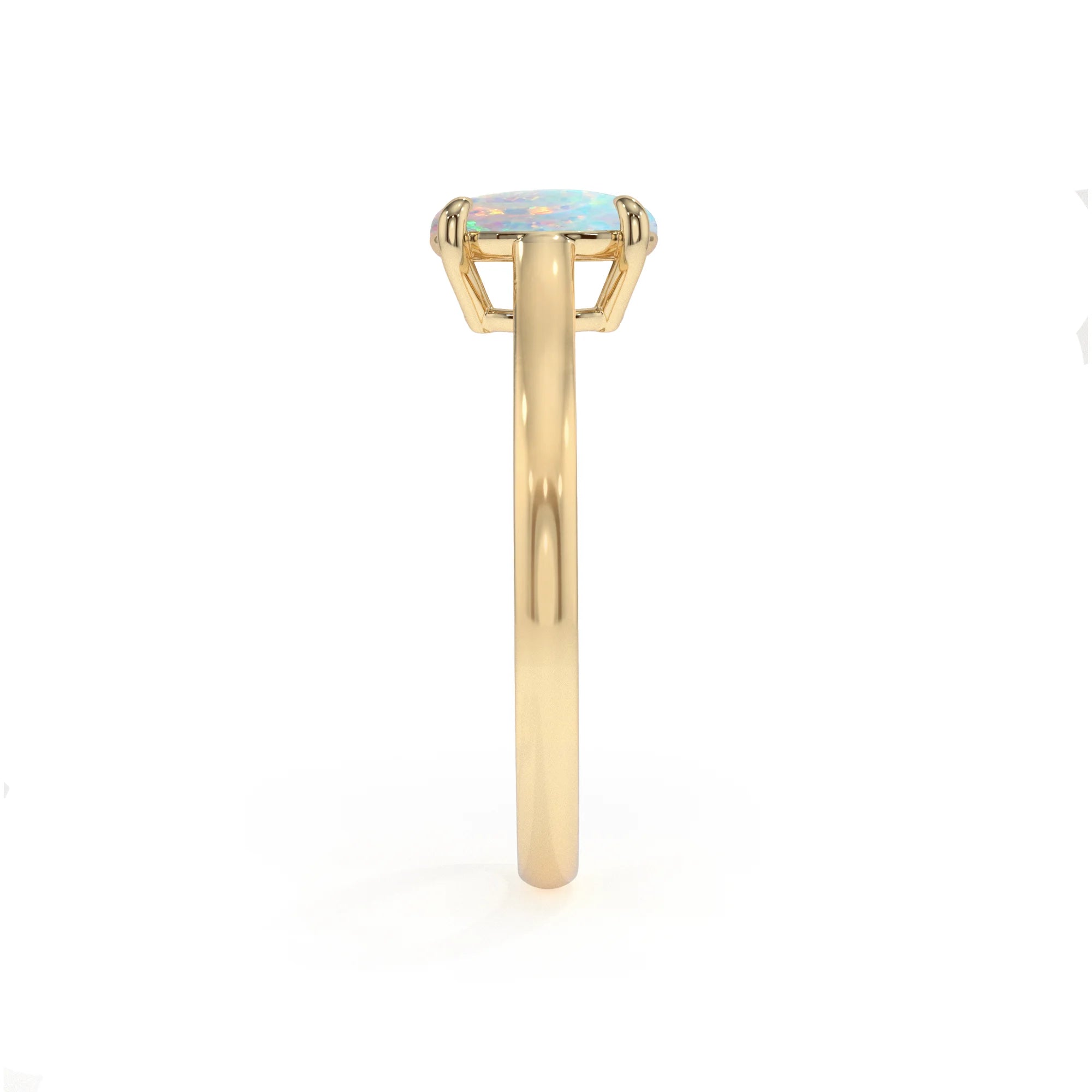 lab grown opal oval solitaire rings in yellow gold