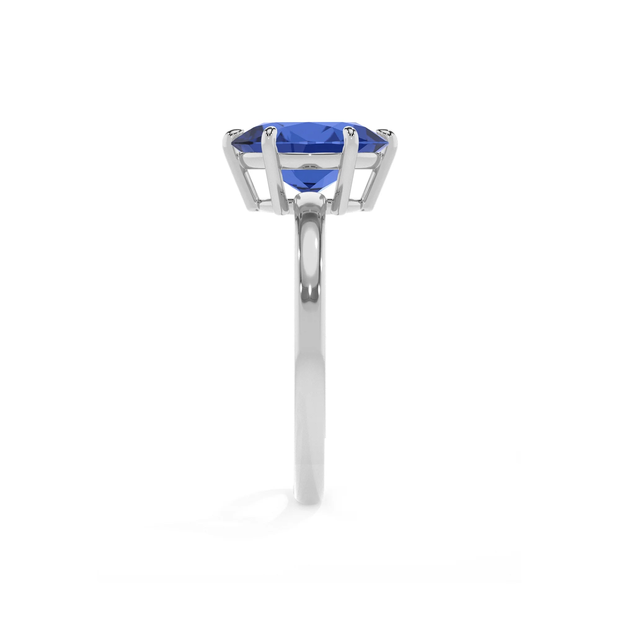lab grown blue-sapphire oval solitaire rings in sterling silver