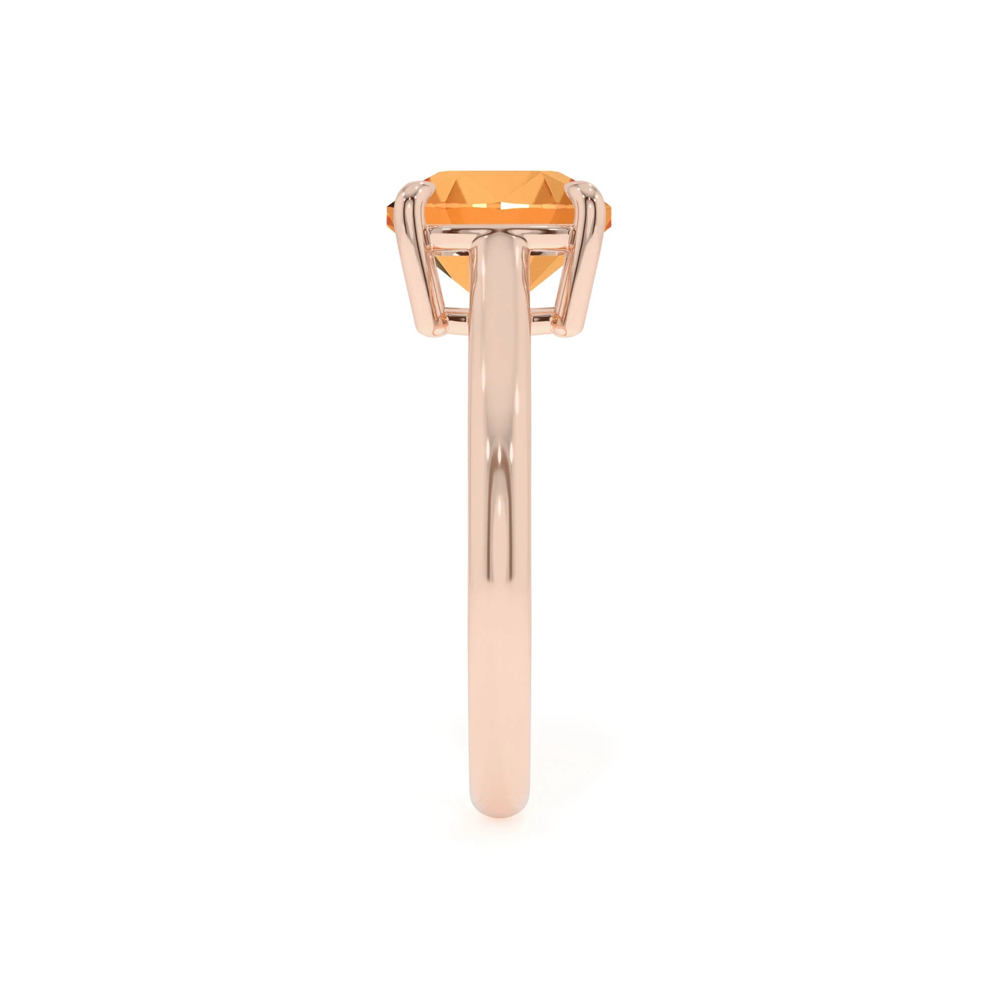 lab grown citrine cushion solitaire rings in rose gold