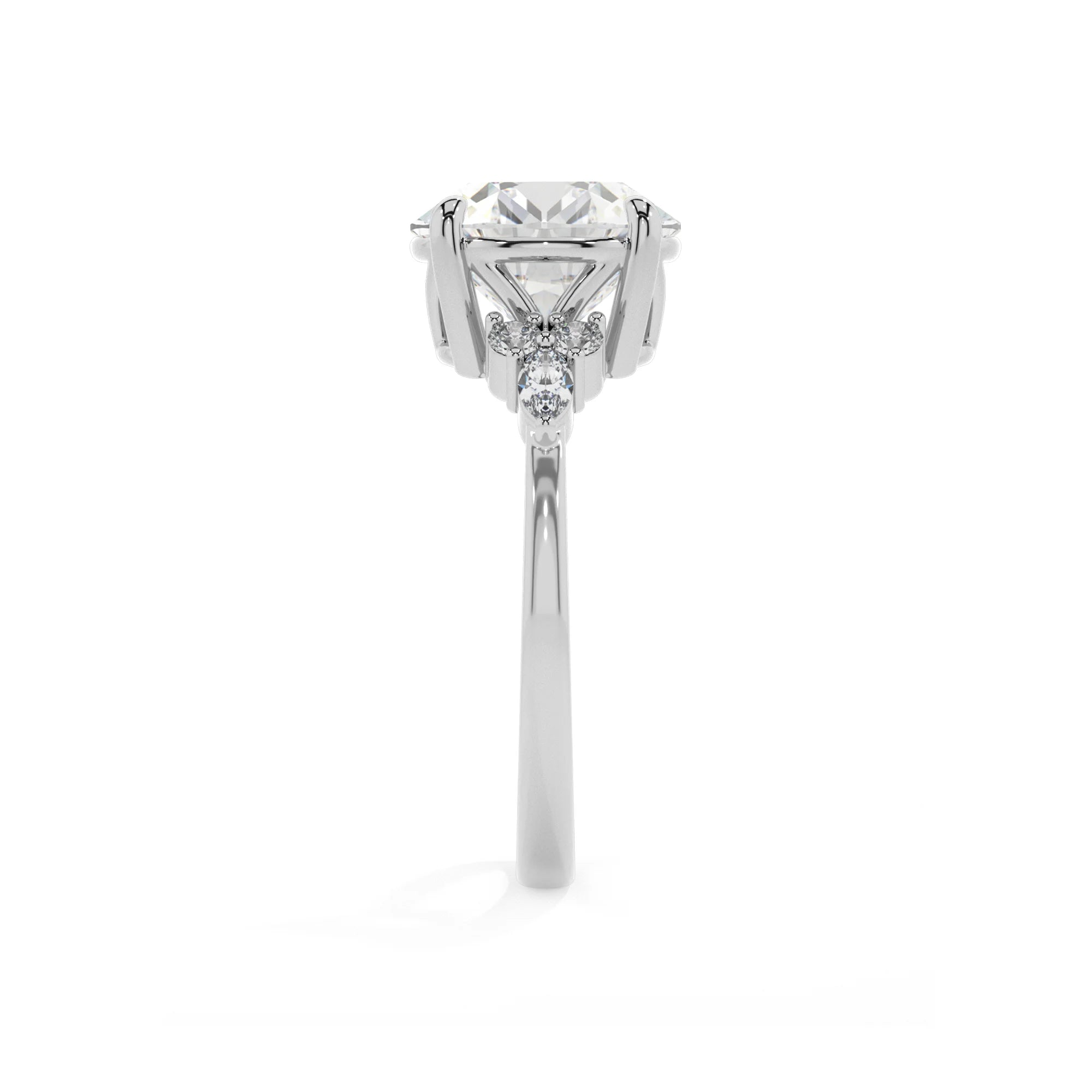 lab grown moissanite round solitaire rings in white gold