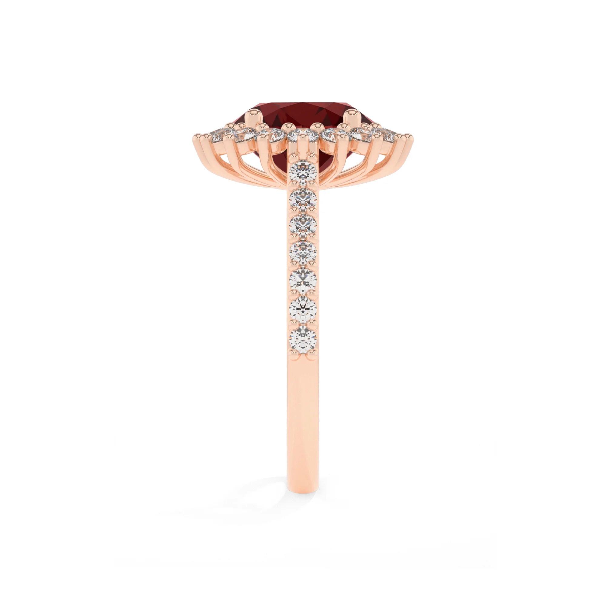natural garnet round solitaire rings in rose gold