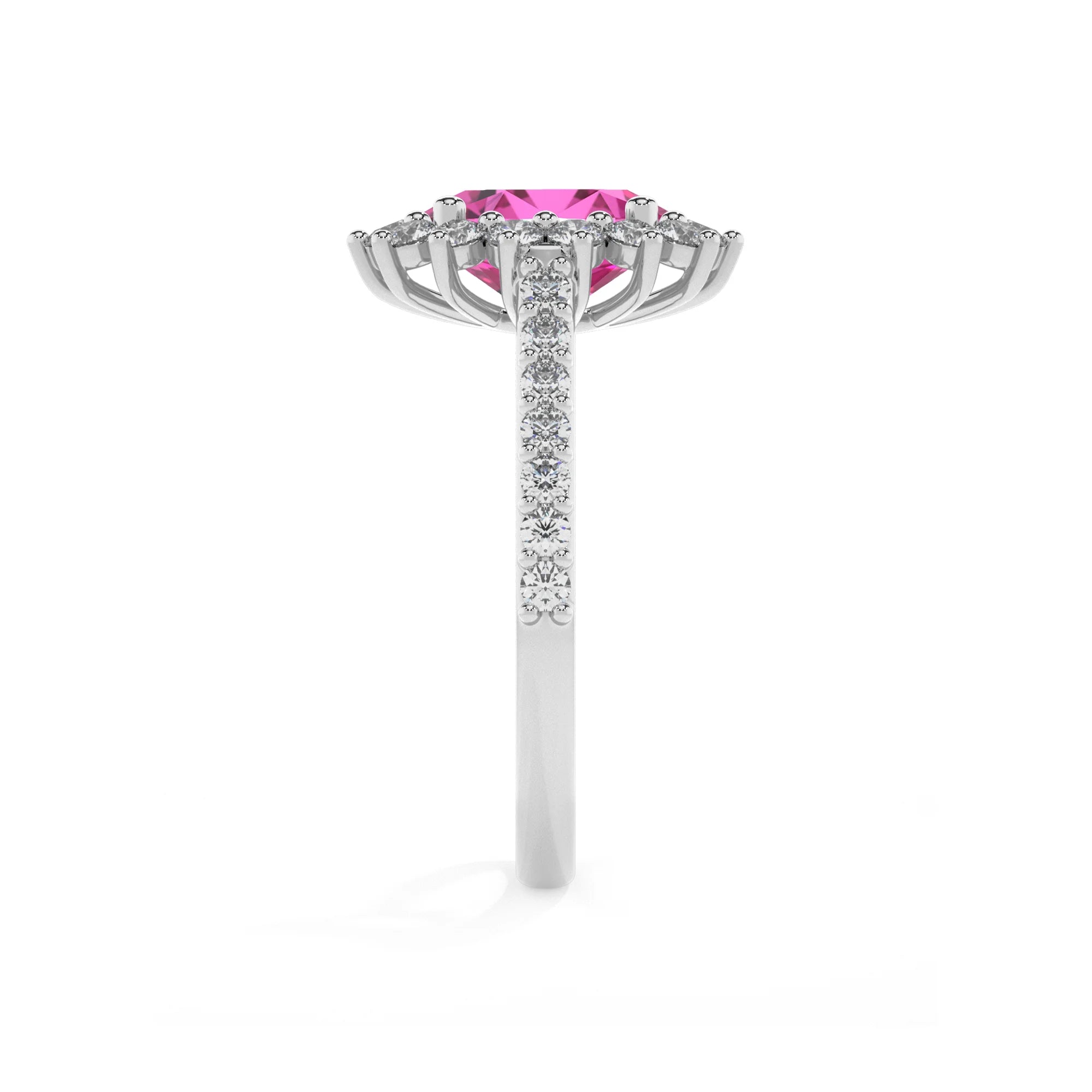lab grown pink-sapphire oval solitaire rings in sterling silver