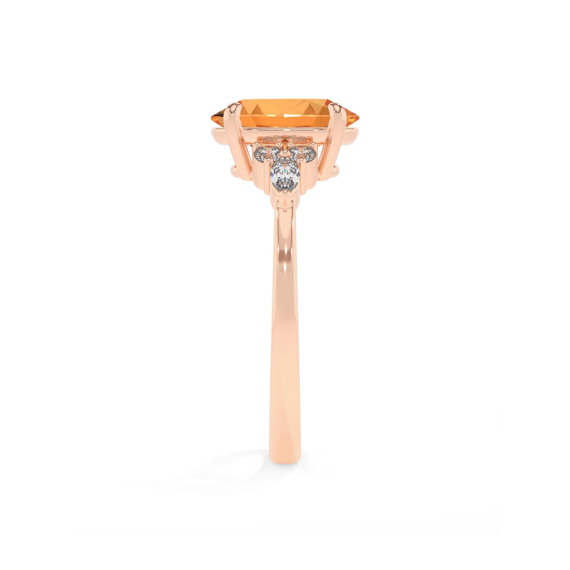 lab grown citrine oval solitaire rings in rose gold