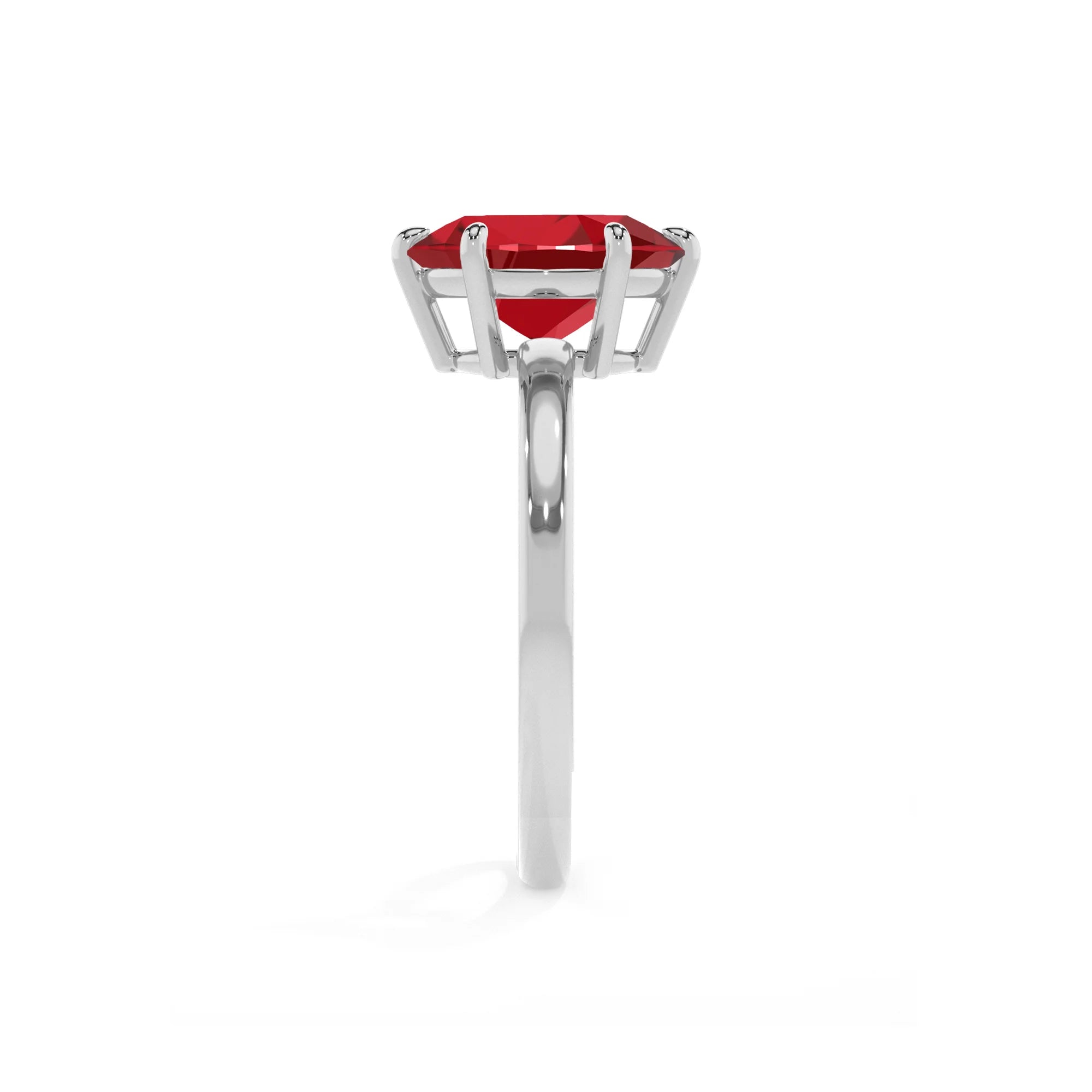 lab grown ruby oval solitaire rings in sterling silver