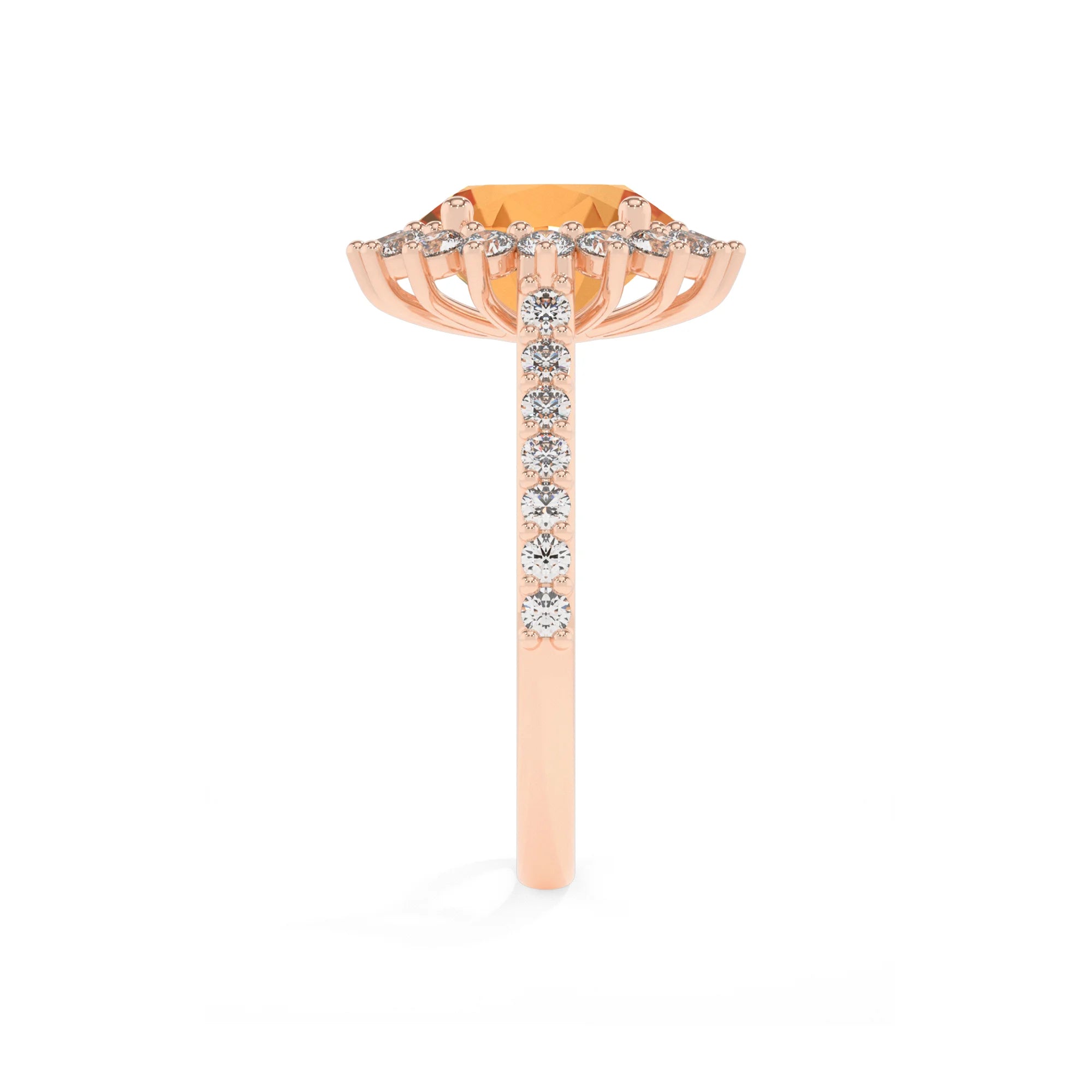 lab grown citrine round solitaire rings in rose gold