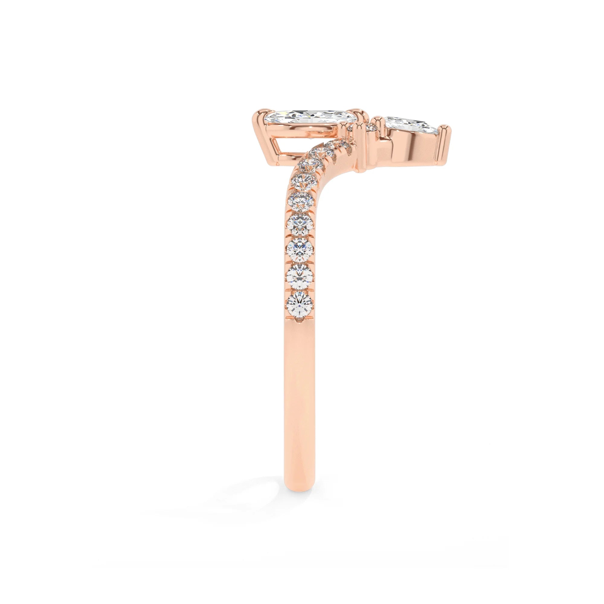 lab grown moissanite marquise solitaire rings in rose gold