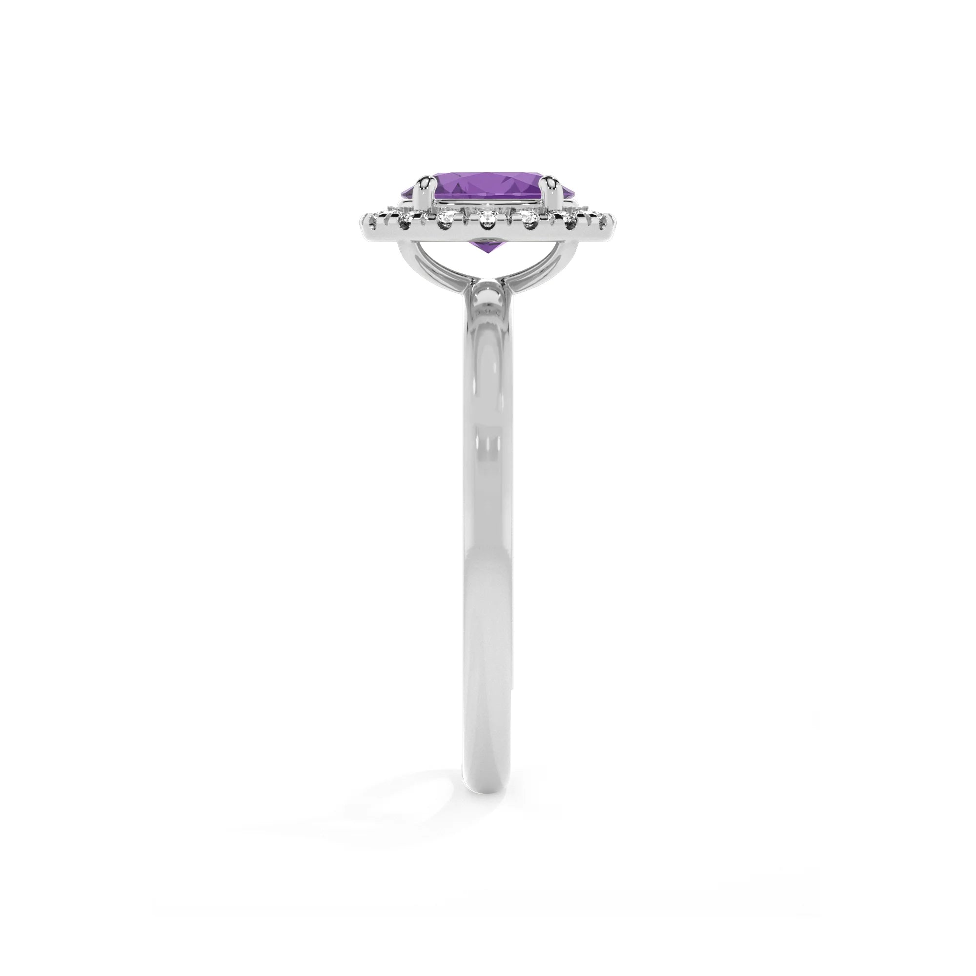lab grown amethyst oval solitaire rings in sterling silver