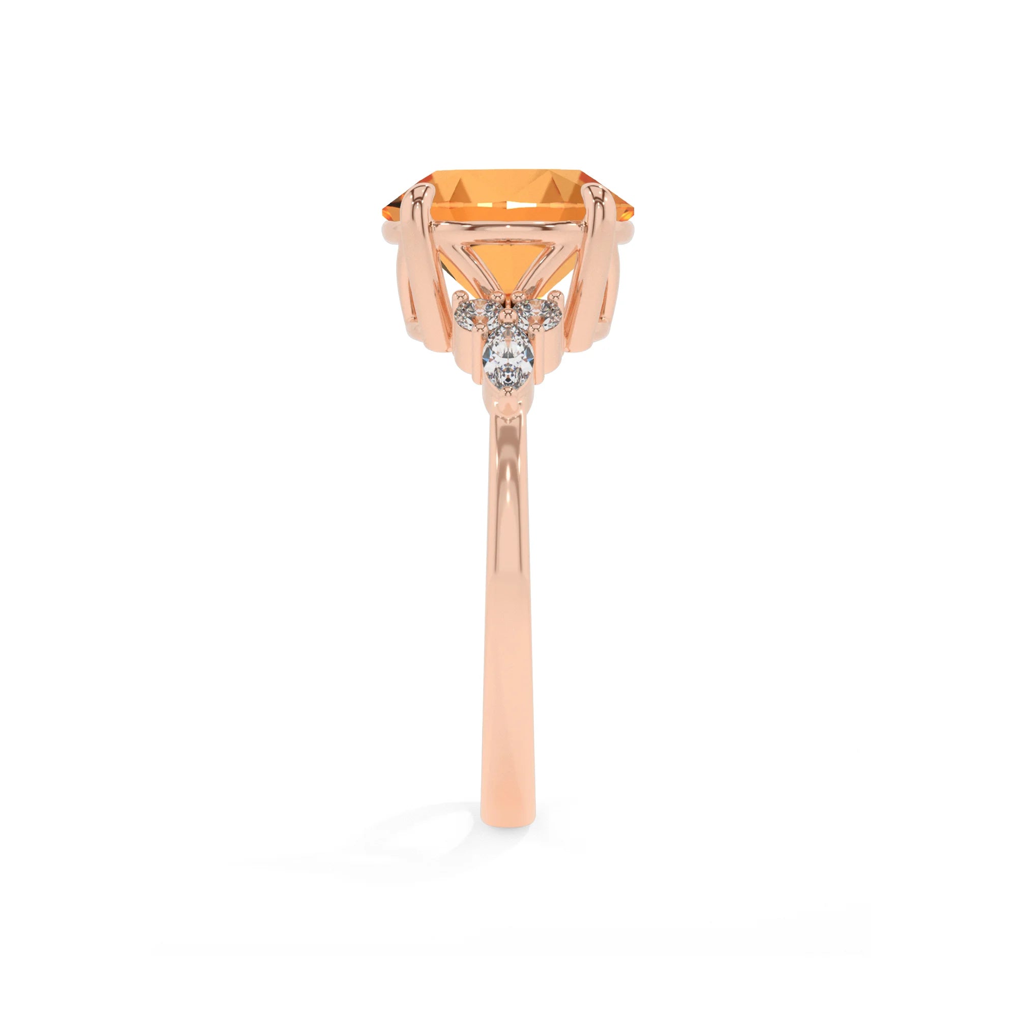 lab grown citrine round solitaire rings in rose gold