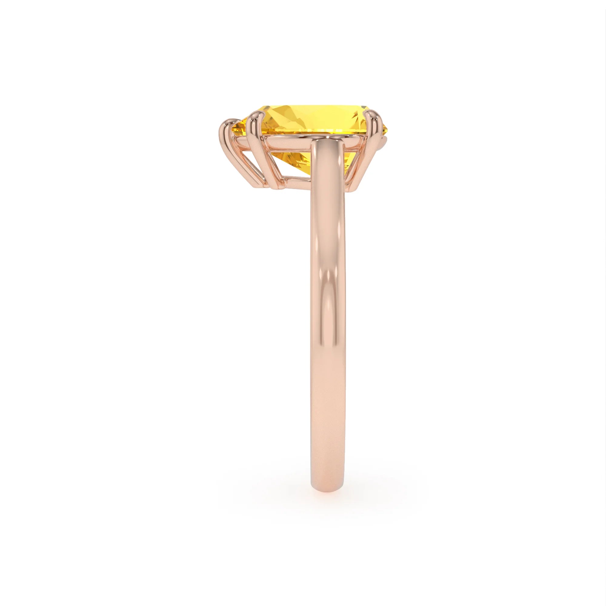 lab grown yellow-sapphire pear solitaire rings in rose gold