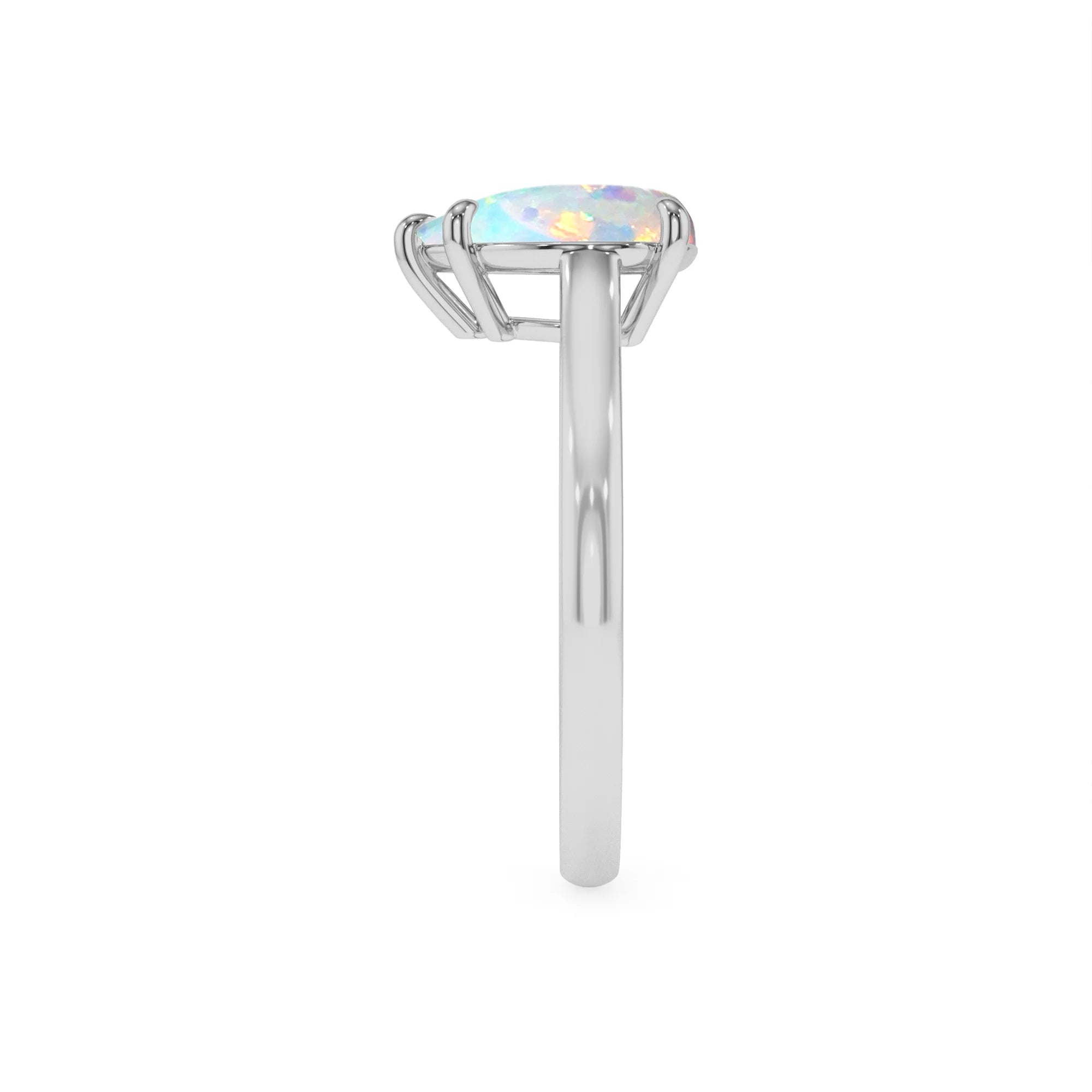 lab grown opal pear solitaire rings in white gold