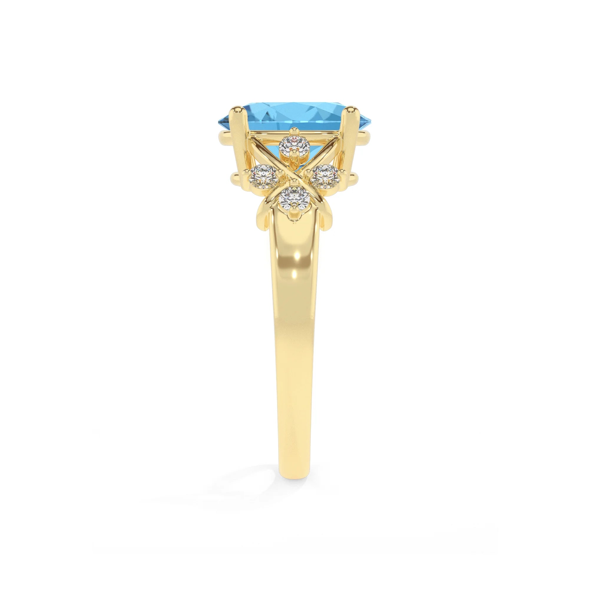 natural swiss-blue-topaz oval solitaire rings in yellow gold