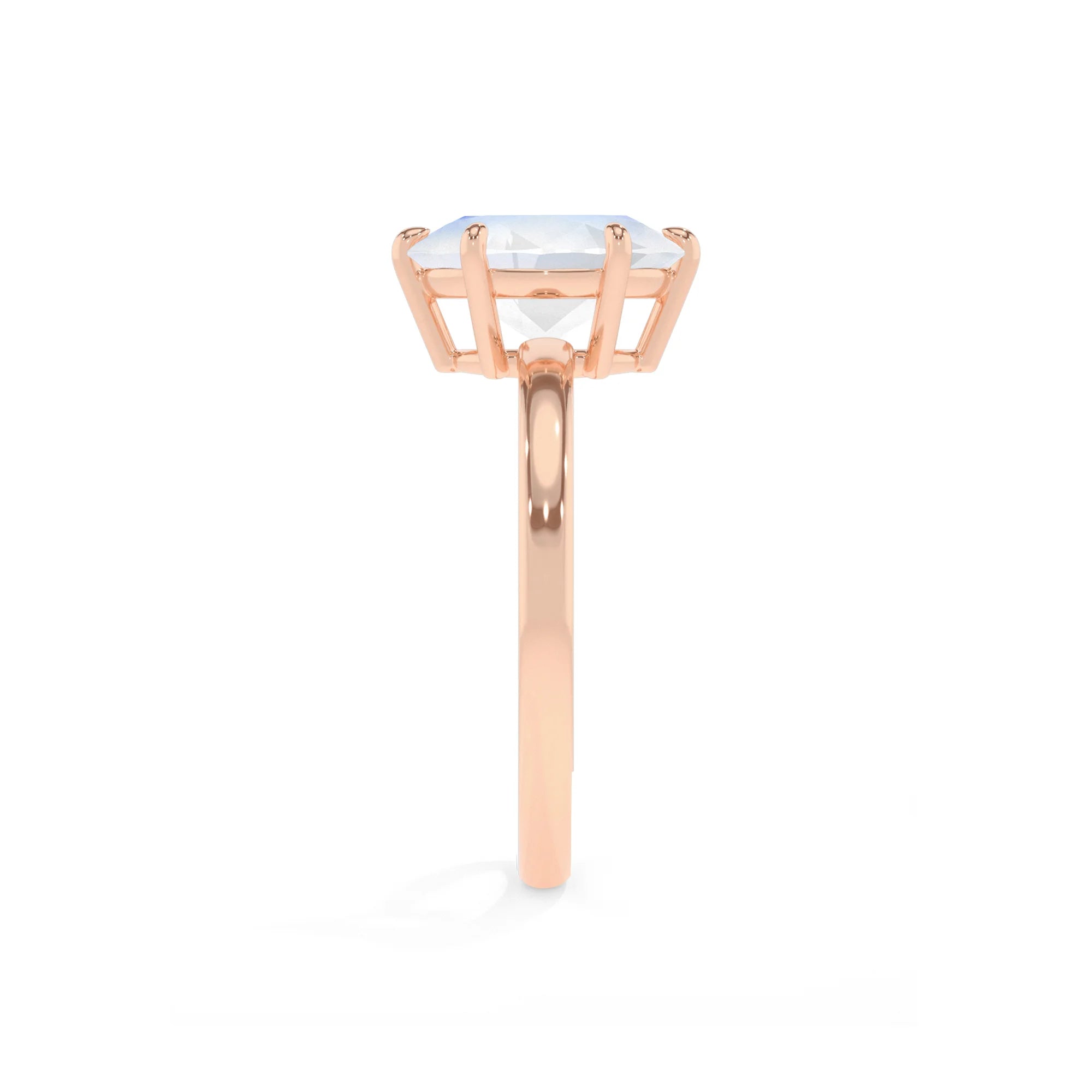 natural rainbow-moonstone oval solitaire rings in rose gold