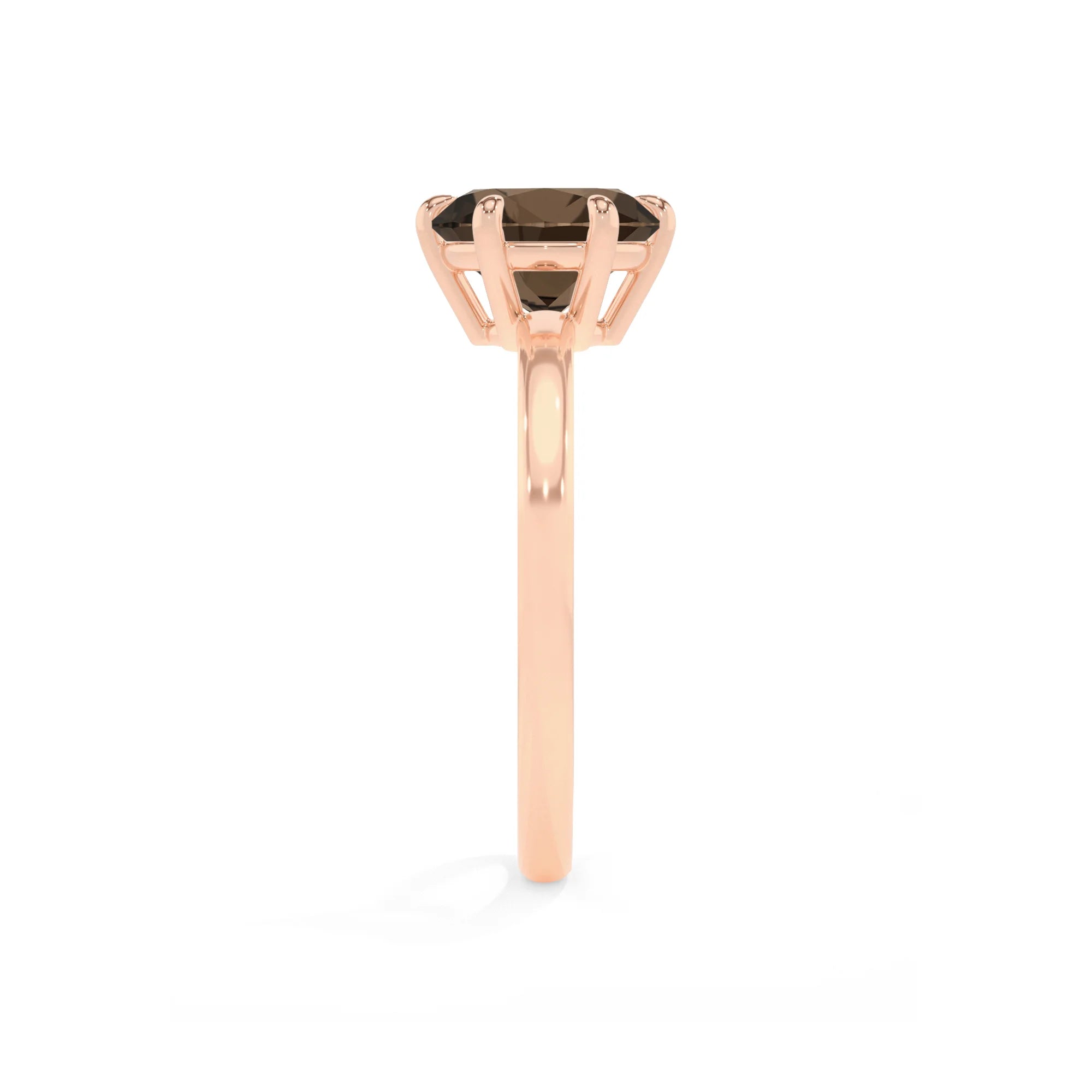 natural smoky-quartz round solitaire rings in rose gold